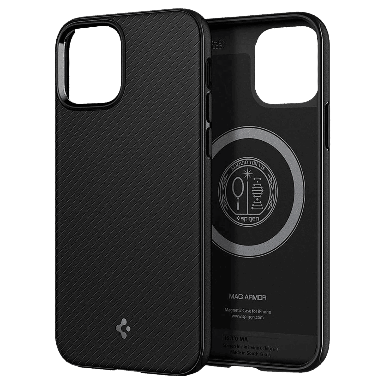 spigen Mag Armor TPU & PC Back Case For iPhone 12/iPhone 12 Pro (Slim & Grip-Friendly, ACS01865, Matte Black)_10