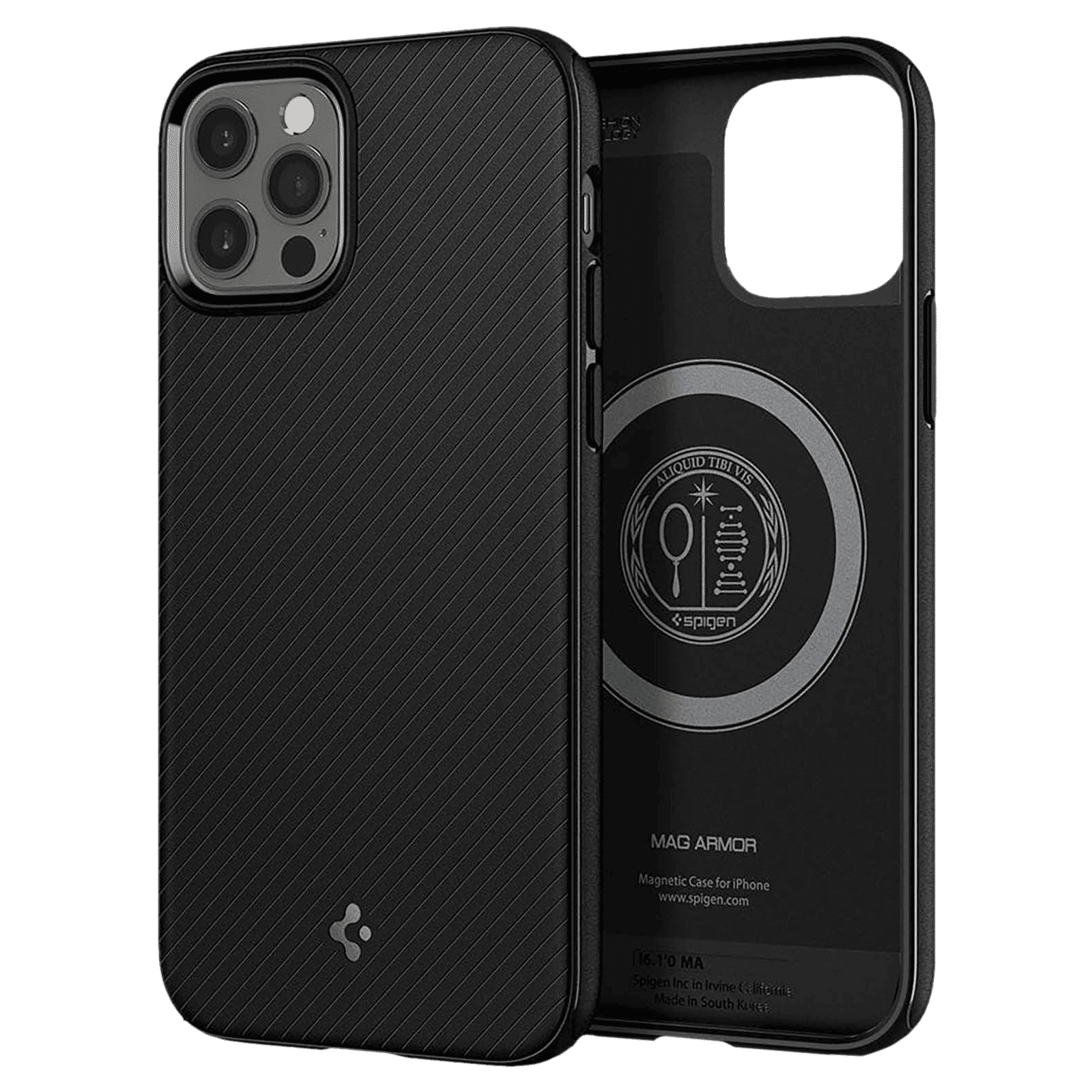spigen Mag Armor TPU & PC Back Case For iPhone 12/iPhone 12 Pro (Slim & Grip-Friendly, ACS01865, Matte Black)_11