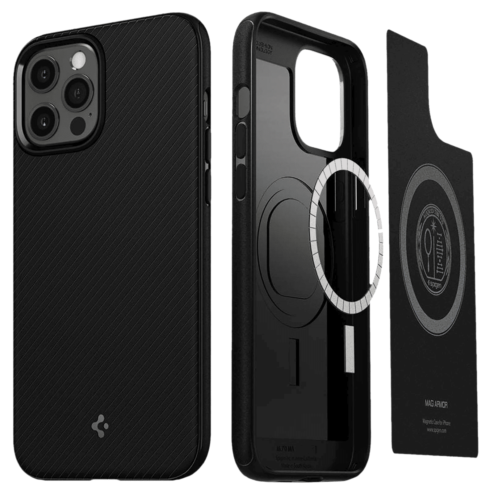 spigen Mag Armor TPU & PC Back Case For iPhone 12/iPhone 12 Pro (Slim & Grip-Friendly, ACS01865, Matte Black)_12