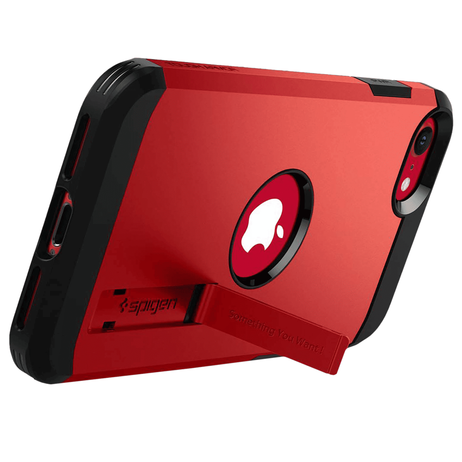 spigen Tough Armor TPU & Polycarbonate Back Case with Stand for Apple iPhone SE (Wireless Charging Compatible, Red) spigen Tough Armor TPU & Polycarbonate Back Case with Stand for Apple iPhone SE (Wireless Charging Compatible, Red)_8