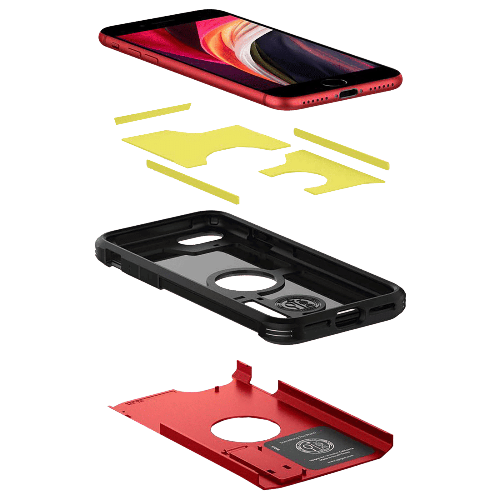 spigen Tough Armor TPU & Polycarbonate Back Case with Stand for Apple iPhone SE (Wireless Charging Compatible, Red) spigen Tough Armor TPU & Polycarbonate Back Case with Stand for Apple iPhone SE (Wireless Charging Compatible, Red)_9
