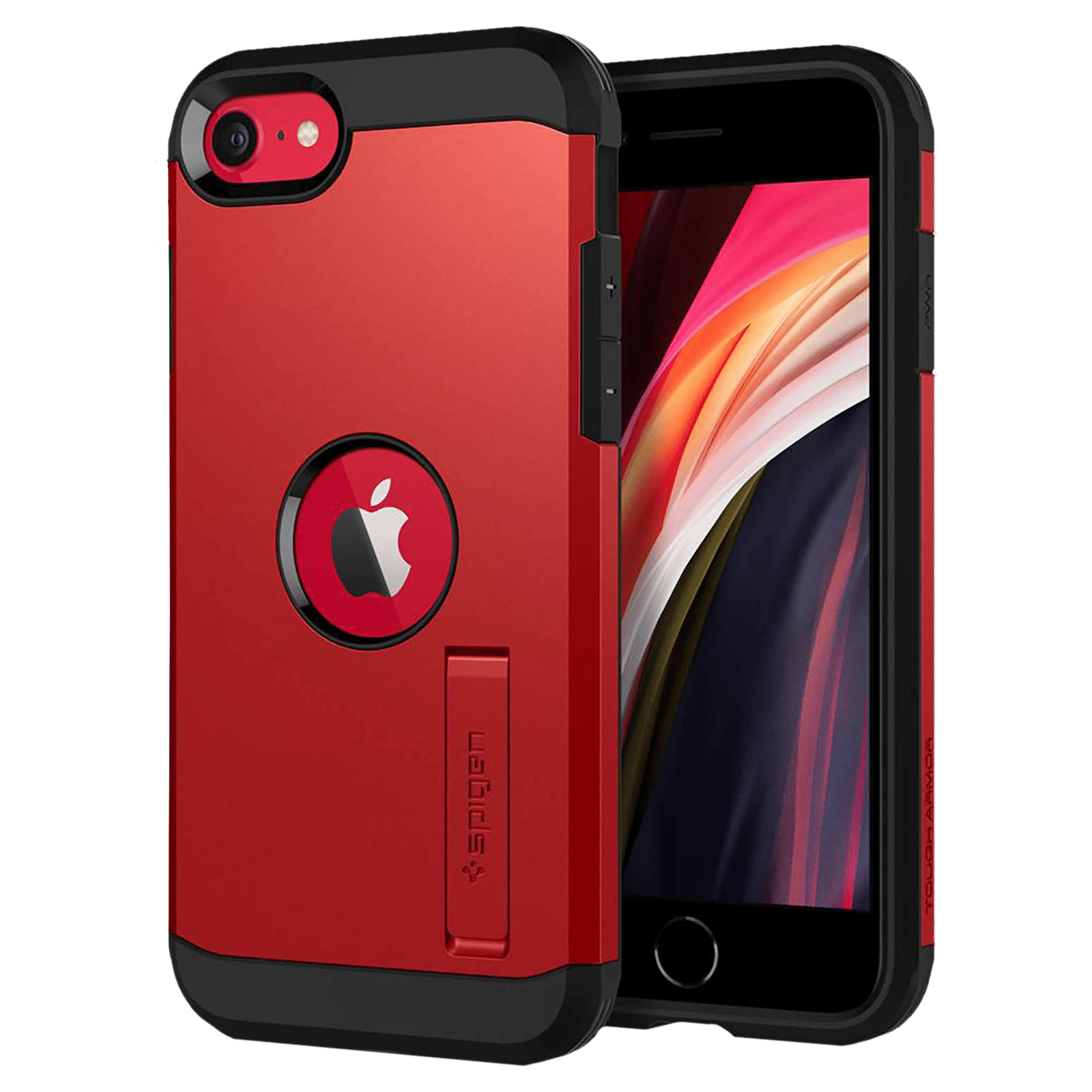 spigen Tough Armor TPU & Polycarbonate Back Case with Stand for Apple iPhone SE (Wireless Charging Compatible, Red) spigen Tough Armor TPU & Polycarbonate Back Case with Stand for Apple iPhone SE (Wireless Charging Compatible, Red)_10
