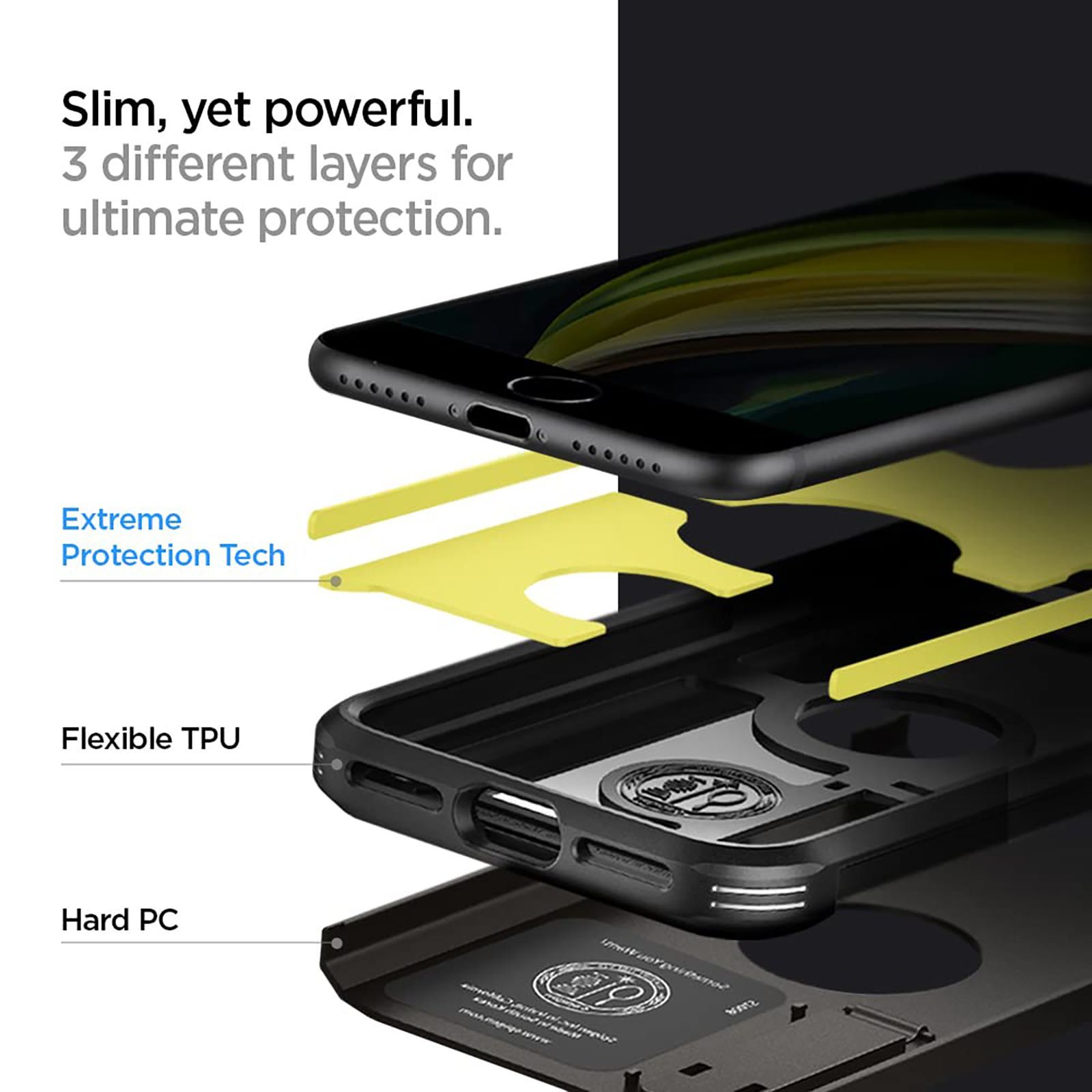 spigen Tough Armor TPU & Polycarbonate Back Case with Stand for Apple iPhone SE (Wireless Charging Compatible, Gunmetal)_12