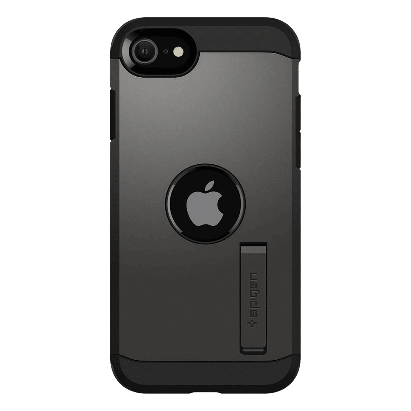 spigen Tough Armor TPU & Polycarbonate Back Case with Stand for Apple iPhone SE (Wireless Charging Compatible, Gunmetal)_3