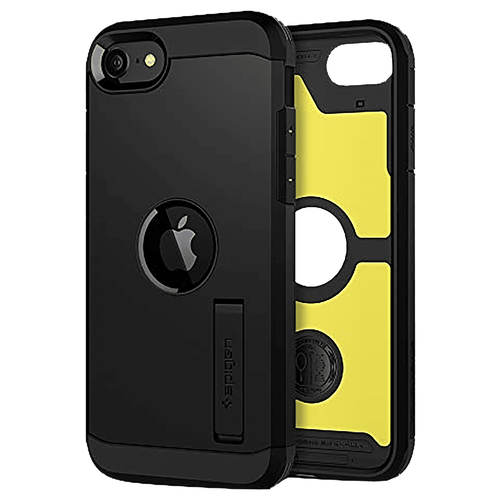 spigen Tough Armor TPU & Polycarbonate Back Case with Stand for Apple iPhone SE (Wireless Charging Compatible, Black)_1