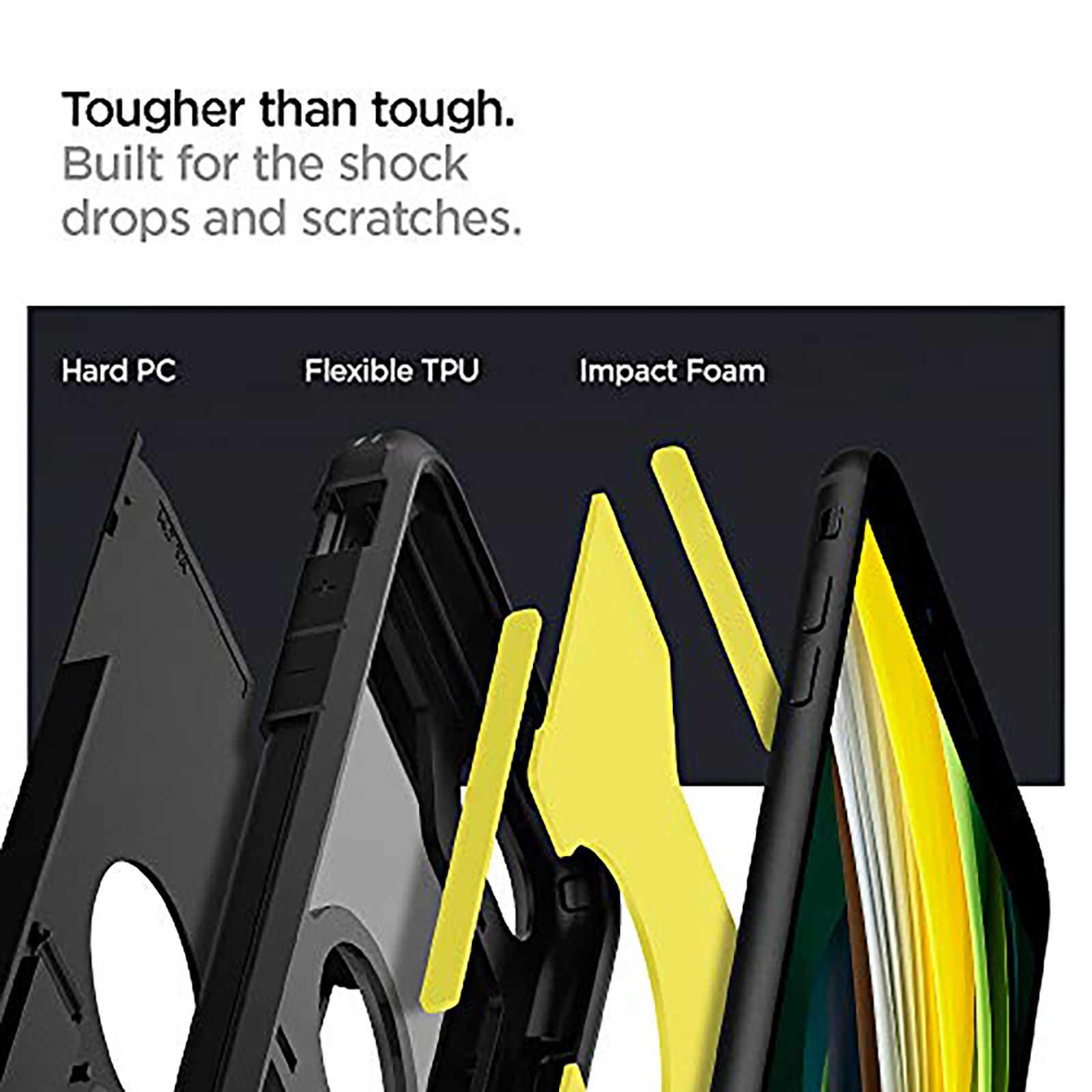 spigen Tough Armor TPU & Polycarbonate Back Case with Stand for Apple iPhone SE (Wireless Charging Compatible, Black)_8