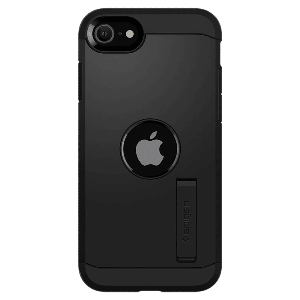 spigen Tough Armor TPU & Polycarbonate Back Case with Stand for Apple iPhone SE (Wireless Charging Compatible, Black)_10