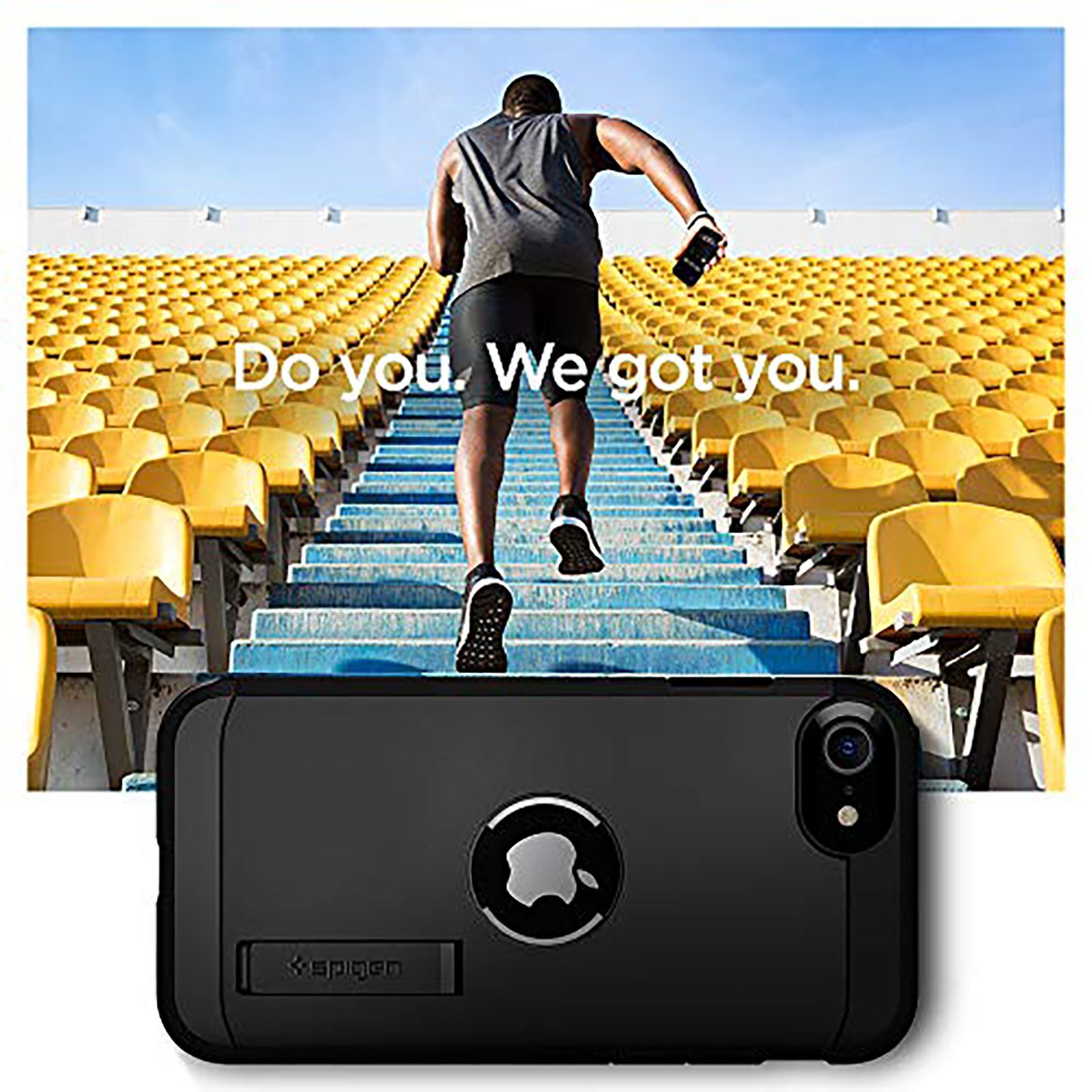 spigen Tough Armor TPU & Polycarbonate Back Case with Stand for Apple iPhone SE (Wireless Charging Compatible, Black)_3