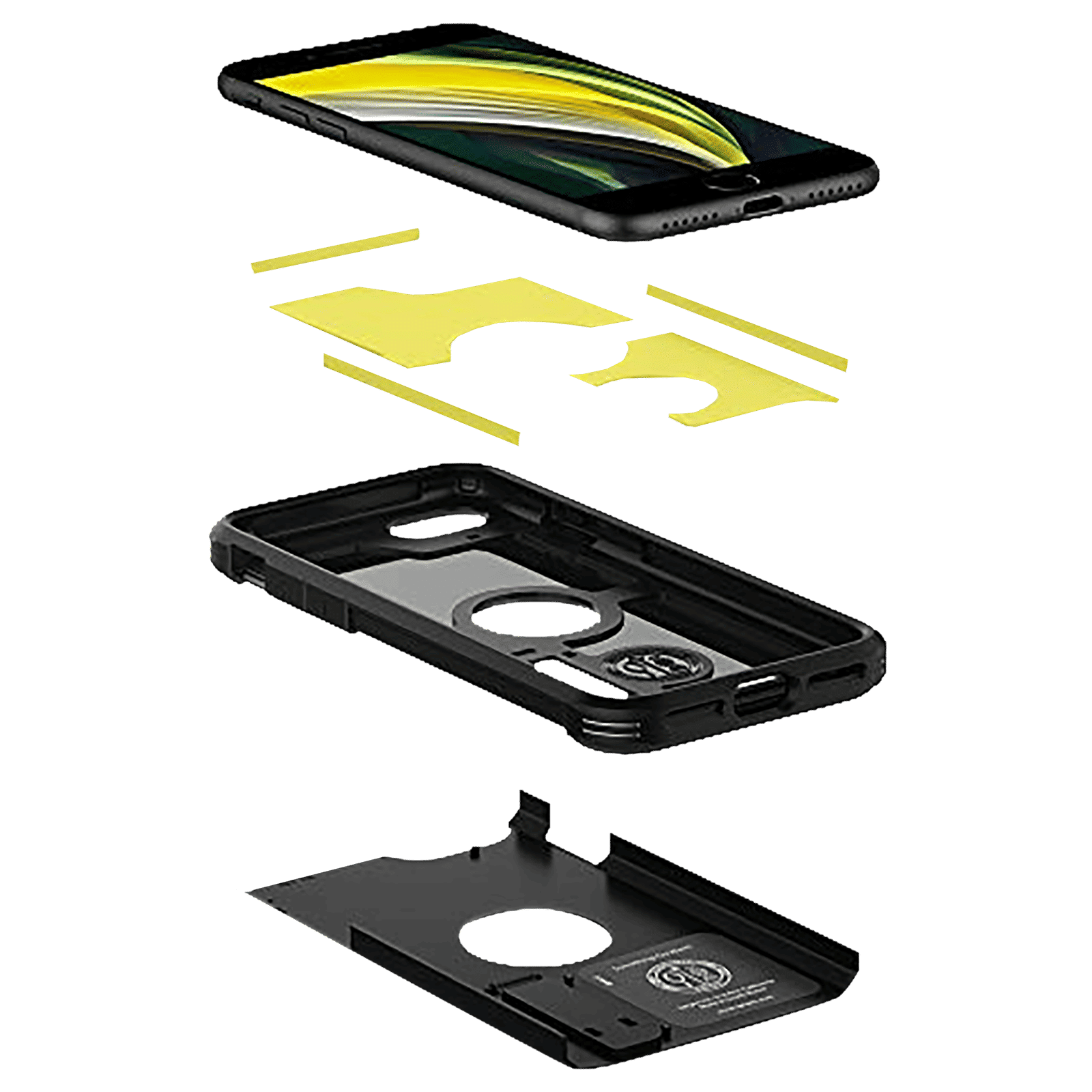 spigen Tough Armor TPU & Polycarbonate Back Case with Stand for Apple iPhone SE (Wireless Charging Compatible, Black)_4