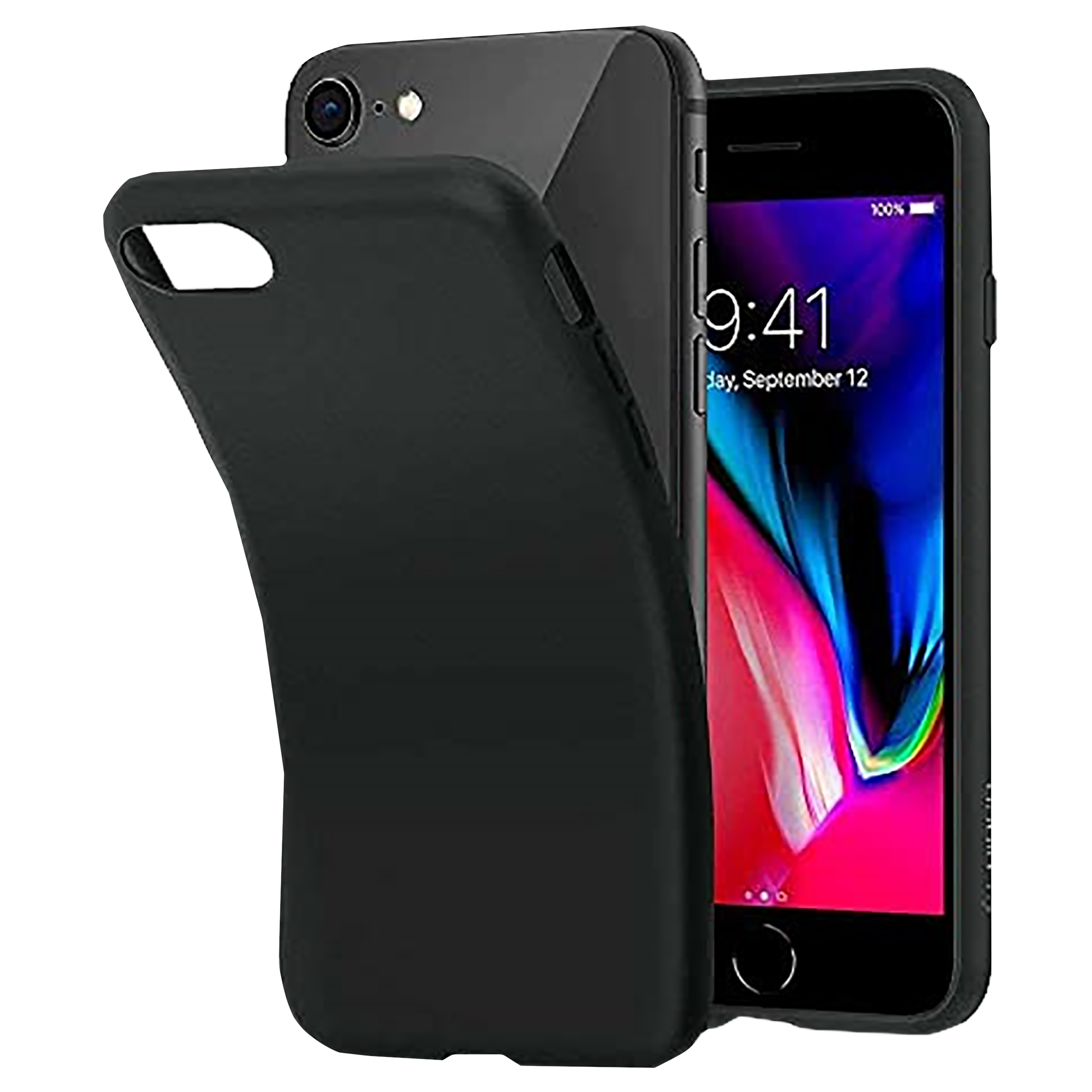 spigen Liquid Crystal TPU Back Case For Apple iPhone 7 (2016)/iPhone 8 (2017) (Slim & Pocket-Ready Design, 042CS21247, Black)_7