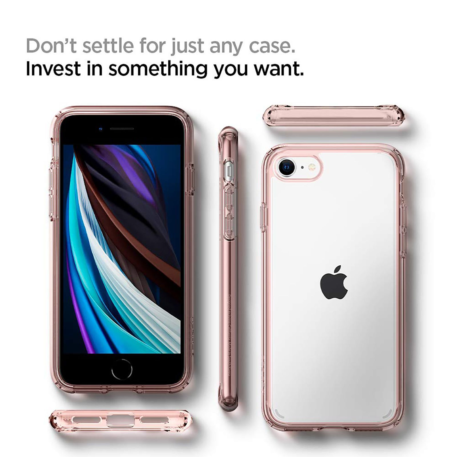 spigen Ultra Hybrid TPU & Polycarbonate Back Cover for Apple iPhone 7, 8, SE (Supports Wireless Charging, Rose Crystal)_3