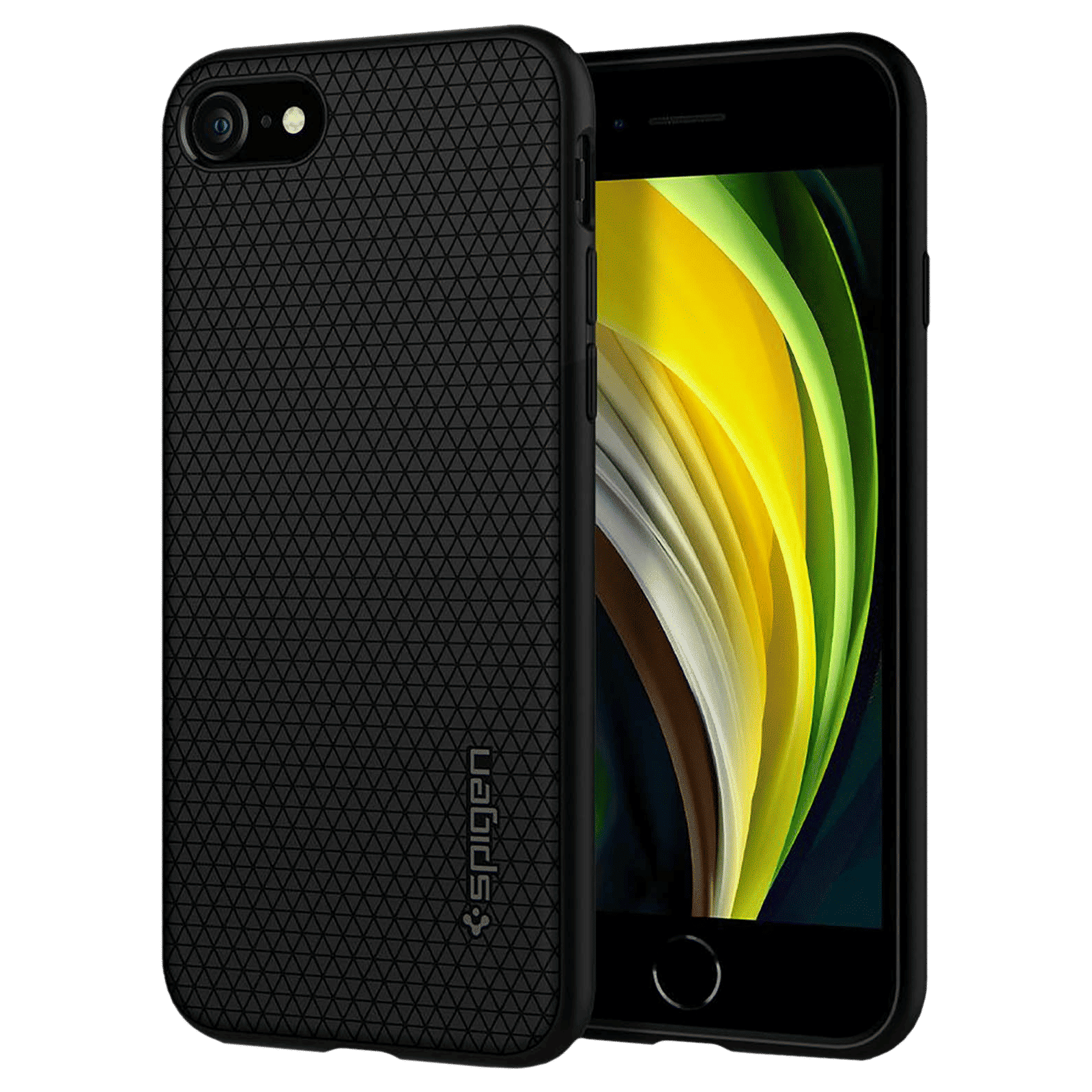 spigen Liquid Air Soft TPU Back Cover for Apple iPhone 7, 8, SE (Wireless Charging Compatible, Black)_1