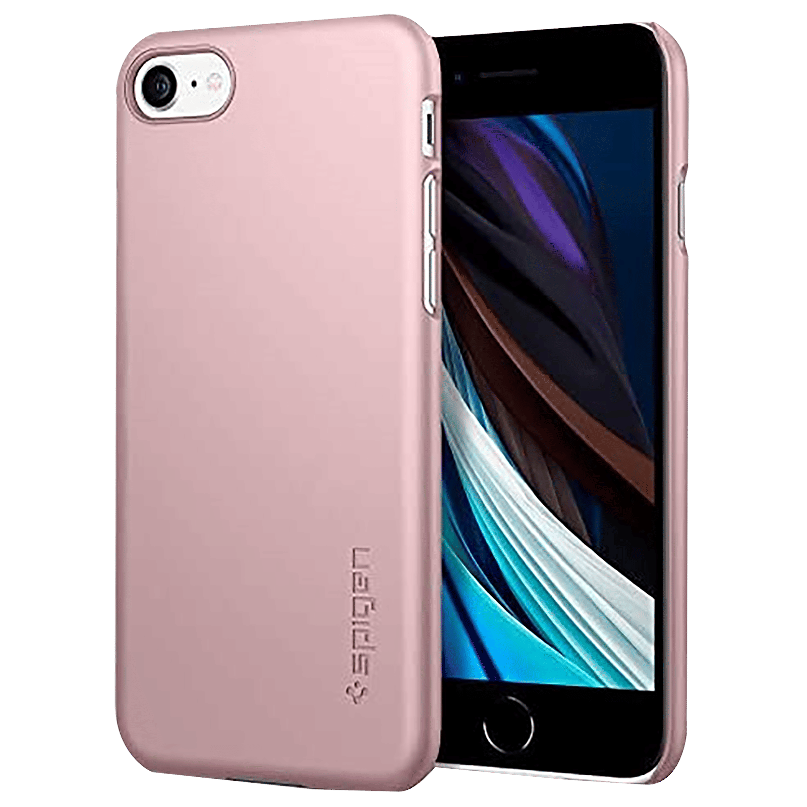 spigen Thin Fit Soft TPU & Polycarbonate Back Cover for Apple iPhone 7, 8, SE (Wireless Charging Compatible, Rose Gold)_1