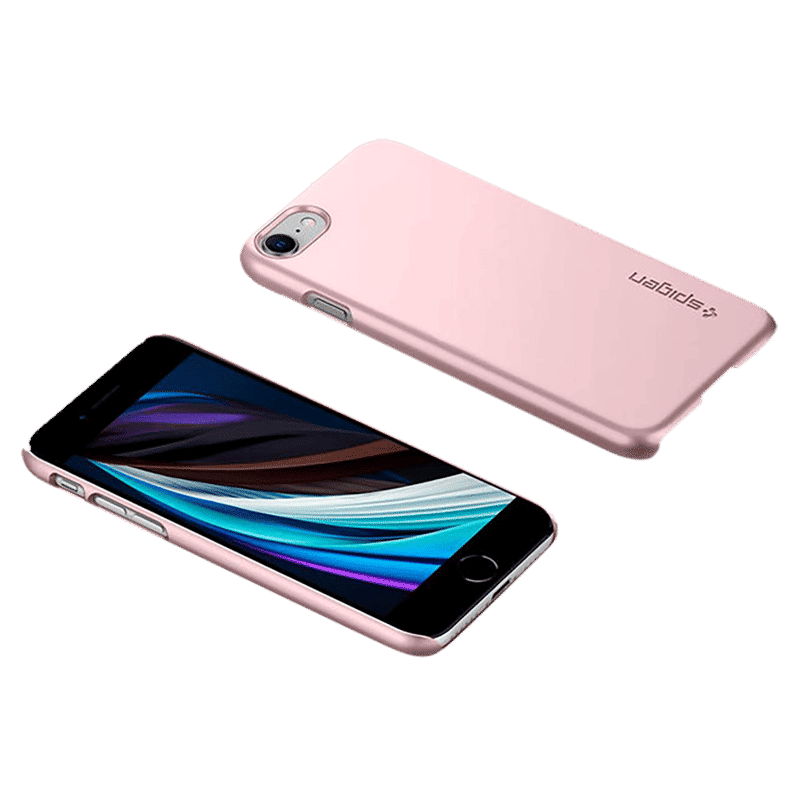 spigen Thin Fit Soft TPU & Polycarbonate Back Cover for Apple iPhone 7, 8, SE (Wireless Charging Compatible, Rose Gold)_9