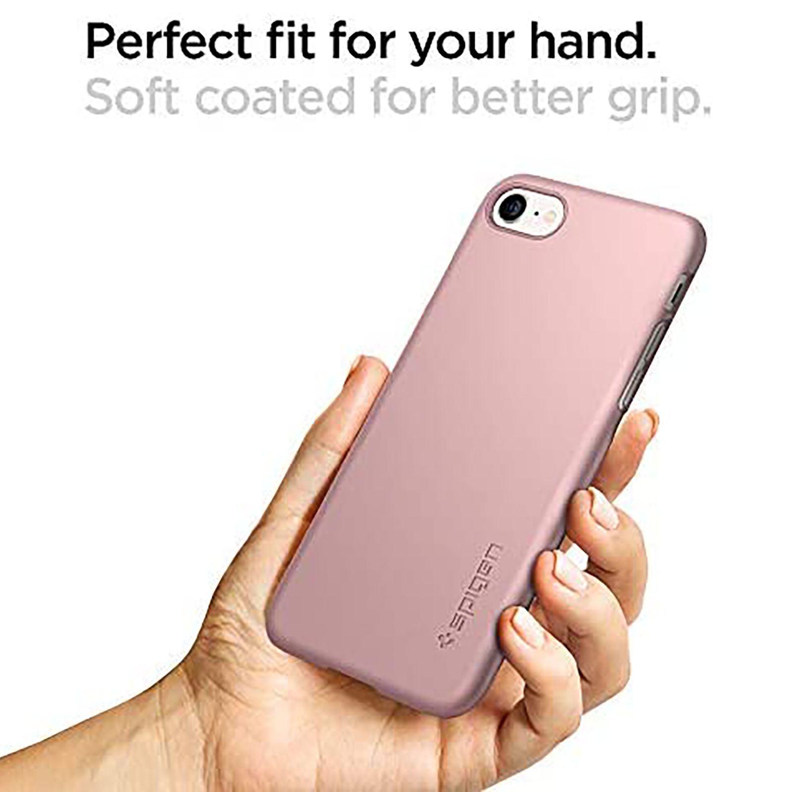 spigen Thin Fit Soft TPU & Polycarbonate Back Cover for Apple iPhone 7, 8, SE (Wireless Charging Compatible, Rose Gold)_4