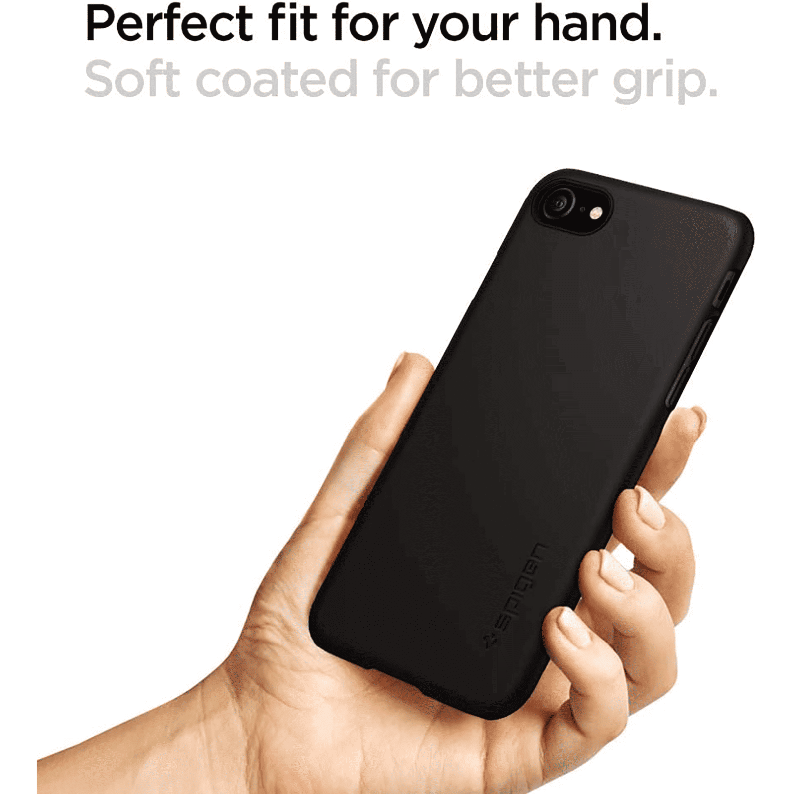 spigen Thin Fit Soft TPU & Polycarbonate Back Cover for Apple iPhone 7, 8, SE (Wireless Charging Compatible, Black)_13