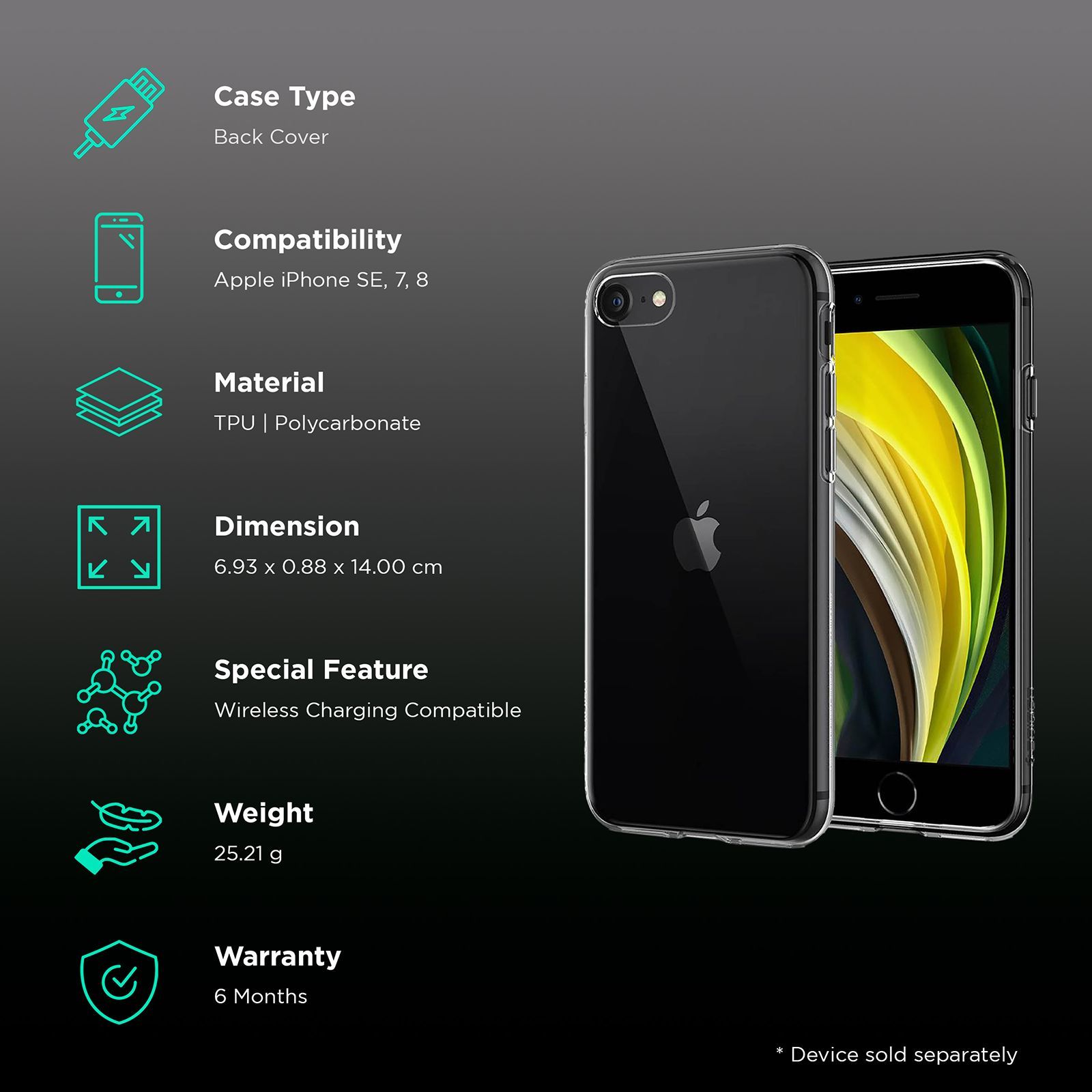 spigen Liquid Crystal TPU & PC Back Case For iPhone SE (2020)/iPhone 8/iPhone 7 (Mil-Grade Certified, 054CS22203, Crystal Clear) spigen Liquid Crystal TPU & PC Back Case For iPhone SE (2020)/iPhone 8/iPhone 7 (Mil-Grade Certified, 054CS22203, Crystal Clear)_2