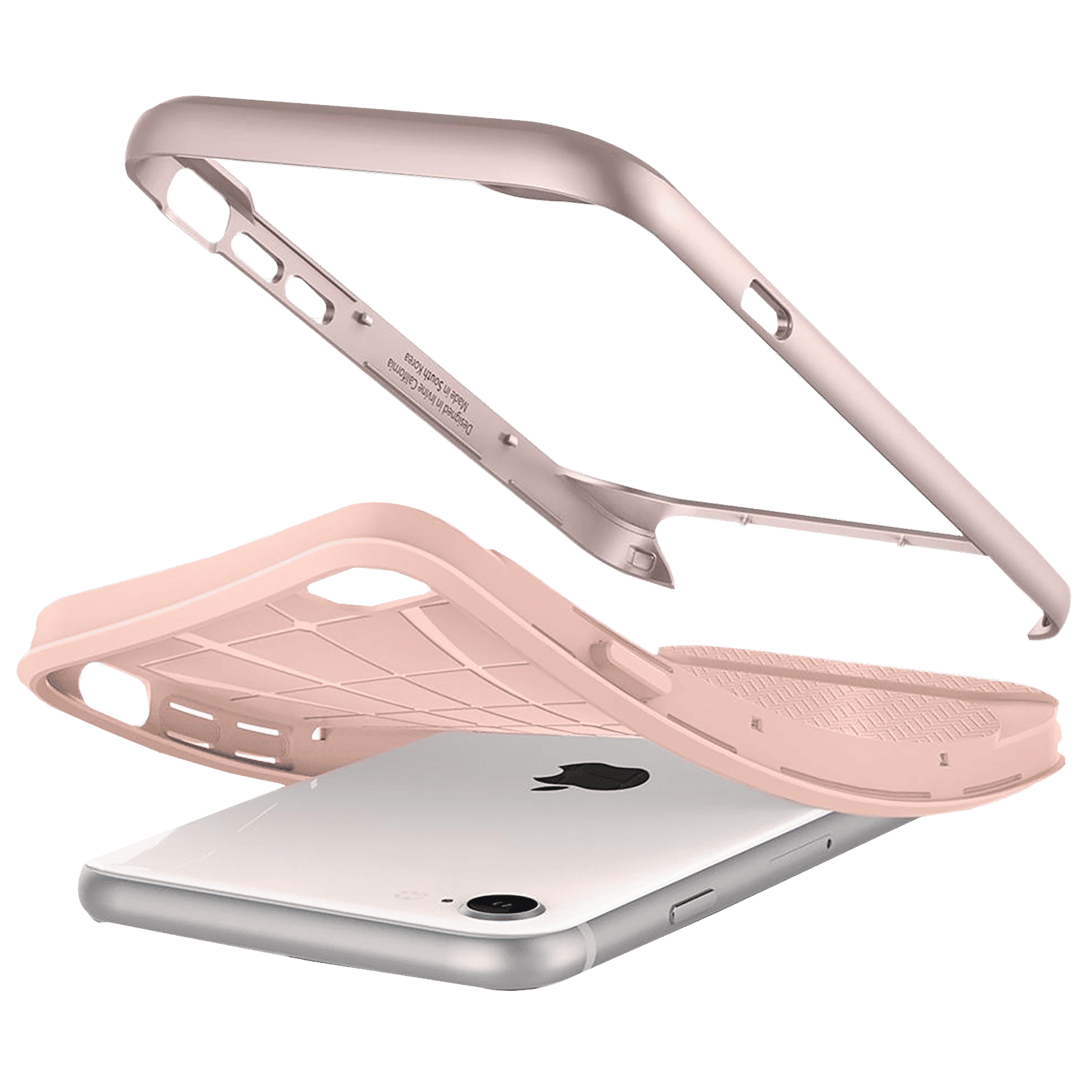 spigen Neo Hybrid Herringbone TPU & PC Back Case For iPhone SE (2020) (Air Cushion Technology, 054CS22202, Pale Dogwood)_9