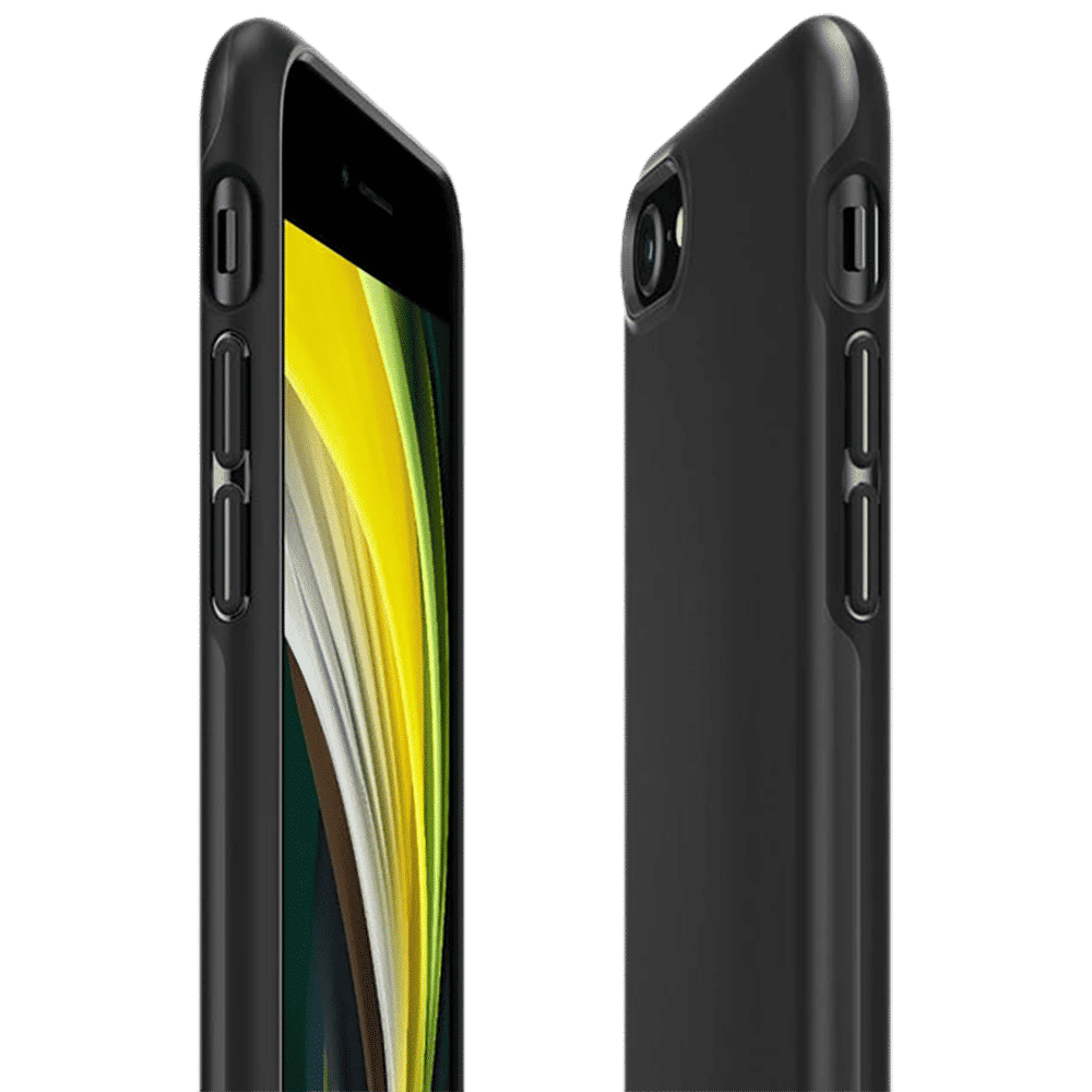 spigen Thin Fit Pro TPU & Polycarbonate Back Cover for Apple iPhone SE (Scratch Resistant, Black)_15