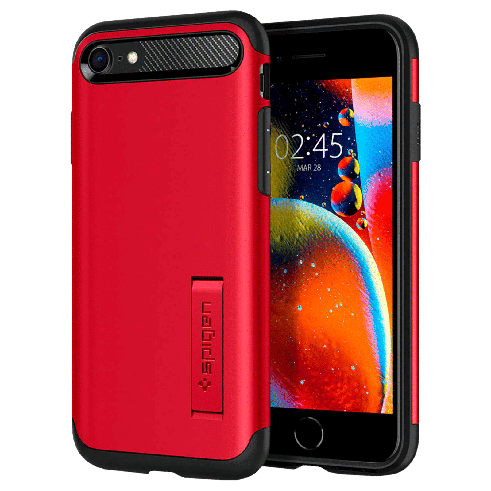spigen Slim Armor TPU & PC Back Case For iPhone SE (2020)/iPhone 7/iPhone 8 (Air Cushion Technology, ACS01240, Red)_1