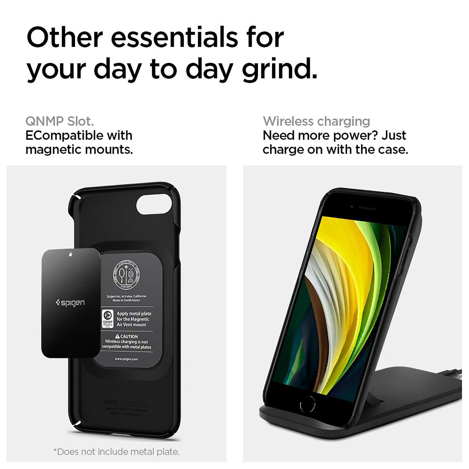 spigen Thin Fit 2 Polycarbonate Back Cover for Apple iPhone 7, 8, SE (Wireless Charging Compatible, Black)_8