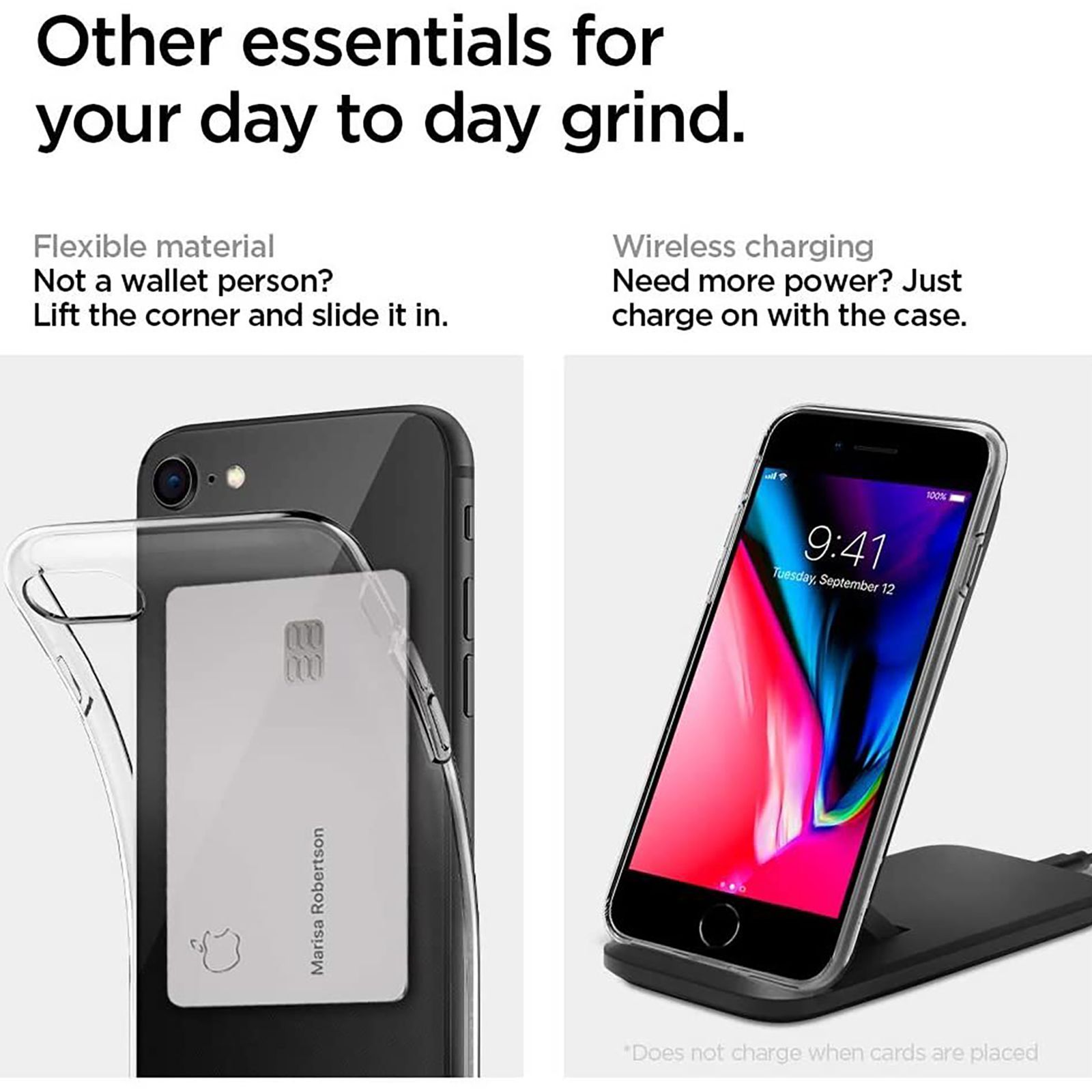 spigen Crystal Flex TPU Back Cover for Apple iPhone SE, iPhone 7 and iPhone 8 (Wireless Charging, Clear)_5