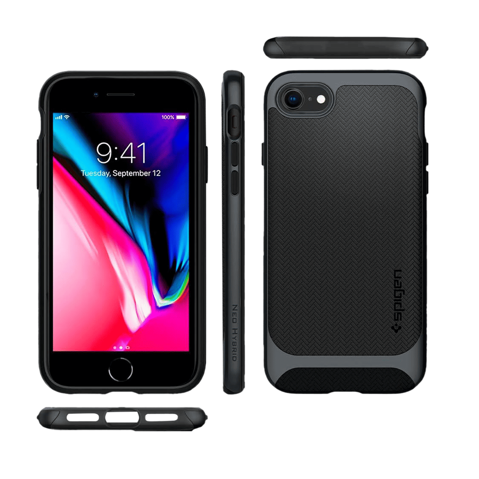 spigen Neo Hybrid TPU & PC Back Case For iPhone SE 2020/iPhone 7/iPhone 8 (East To Carry, ACS00952, Metal Slate)_15