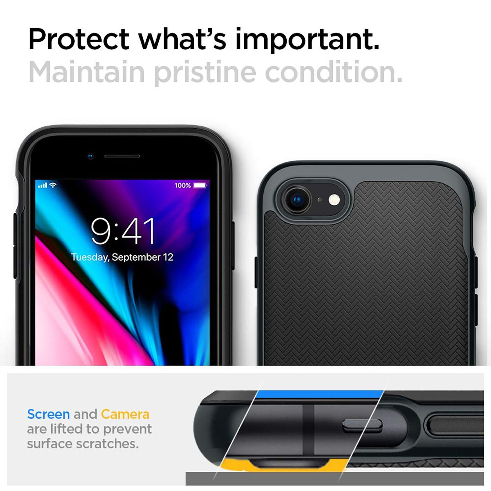 spigen Neo Hybrid TPU & PC Back Case For iPhone SE 2020/iPhone 7/iPhone 8 (East To Carry, ACS00952, Metal Slate)_5