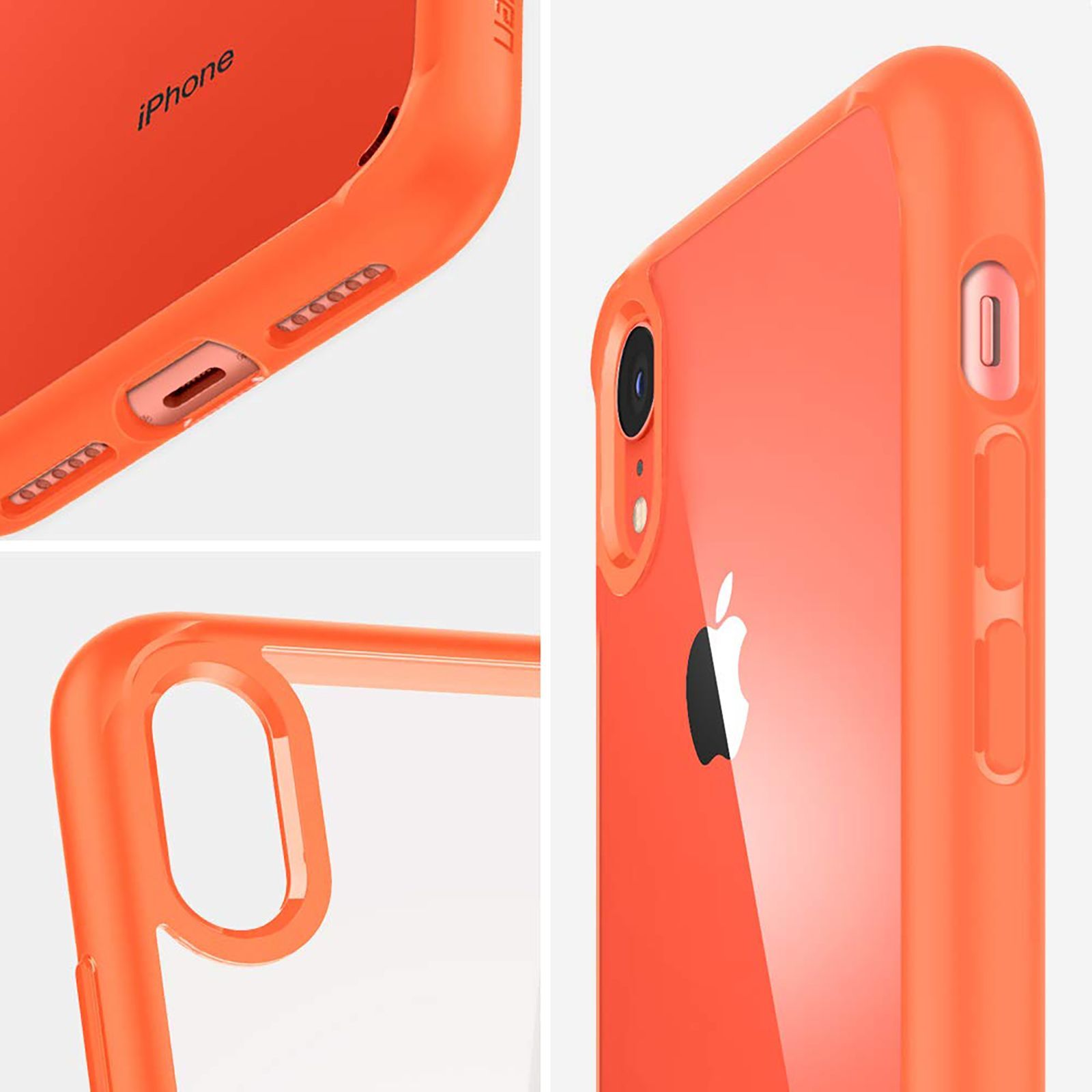 spigen Ultra Hybrid TPU & Plastic Back Cover for Apple iPhone XR (Wireless Charging Compatible?, Coral)_8
