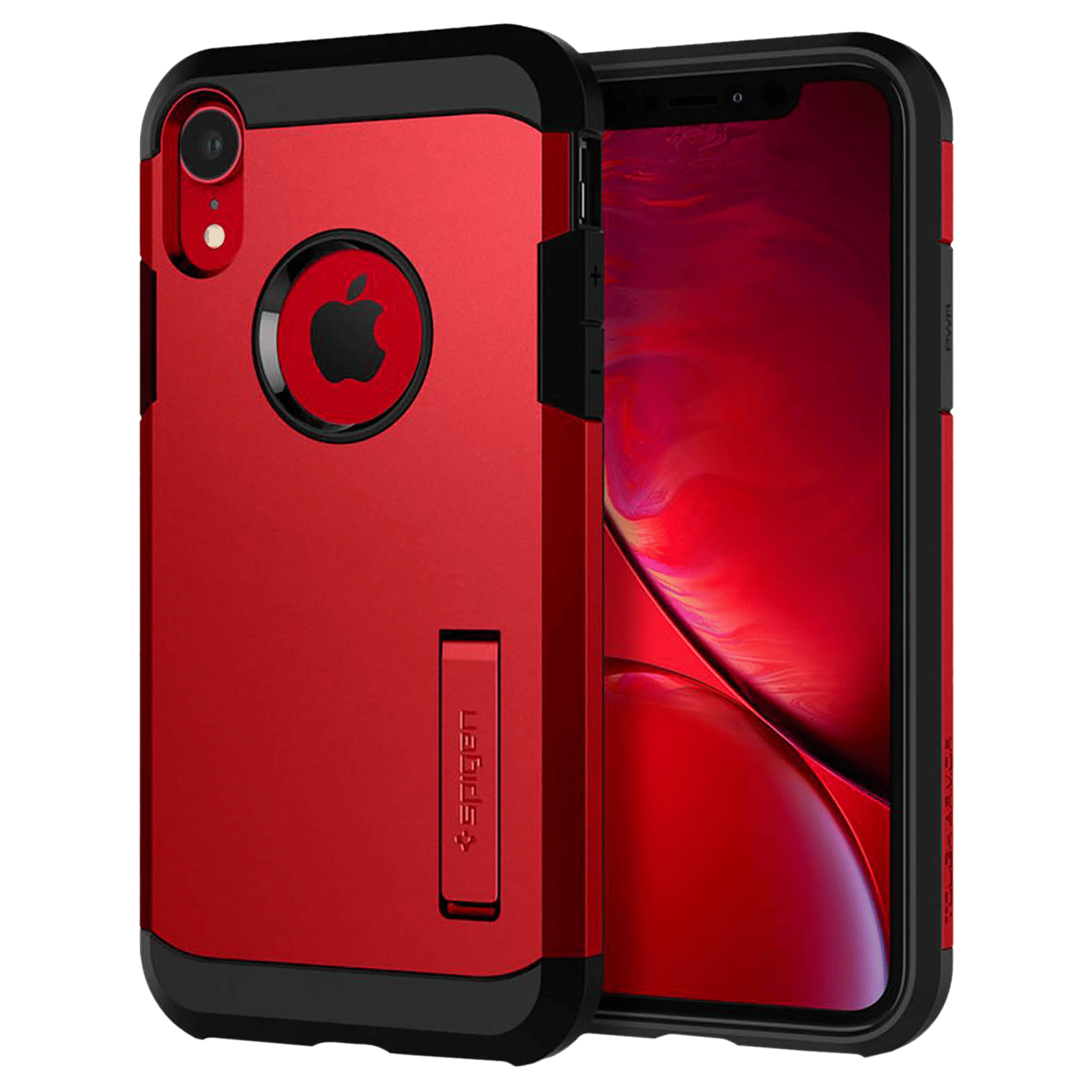 spigen Tough Armor TPU & Polycarbonate Back Case with Stand for Apple iPhone XR (Wireless Charging Compatible, Red) spigen Tough Armor TPU & Polycarbonate Back Case with Stand for Apple iPhone XR (Wireless Charging Compatible, Red)_1