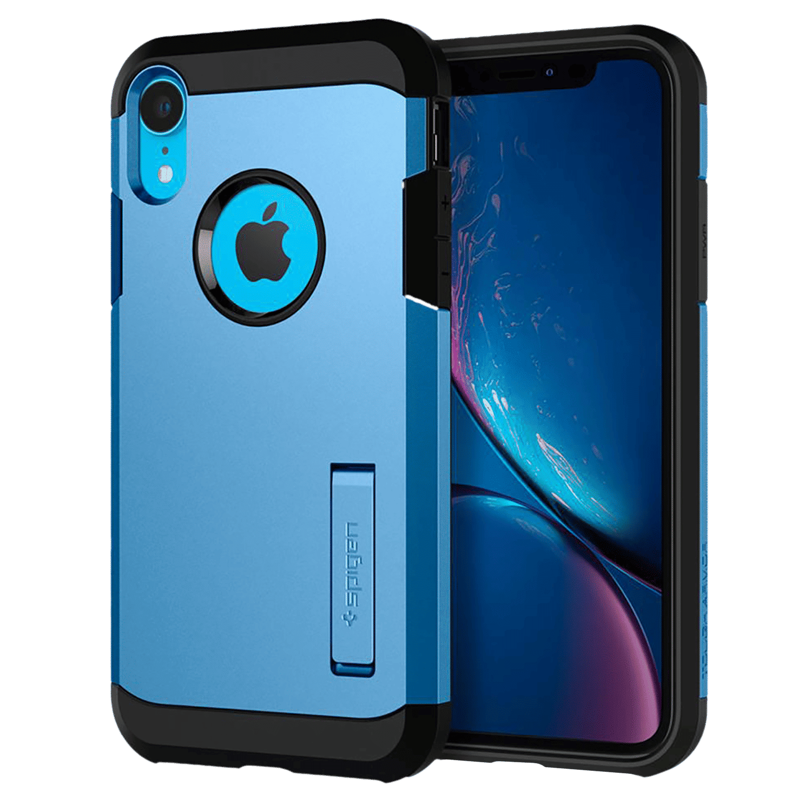 spigen Tough Armor TPU & Polycarbonate Back Case with Stand for Apple iPhone XR (Wireless Charging Compatible, Blue)_1