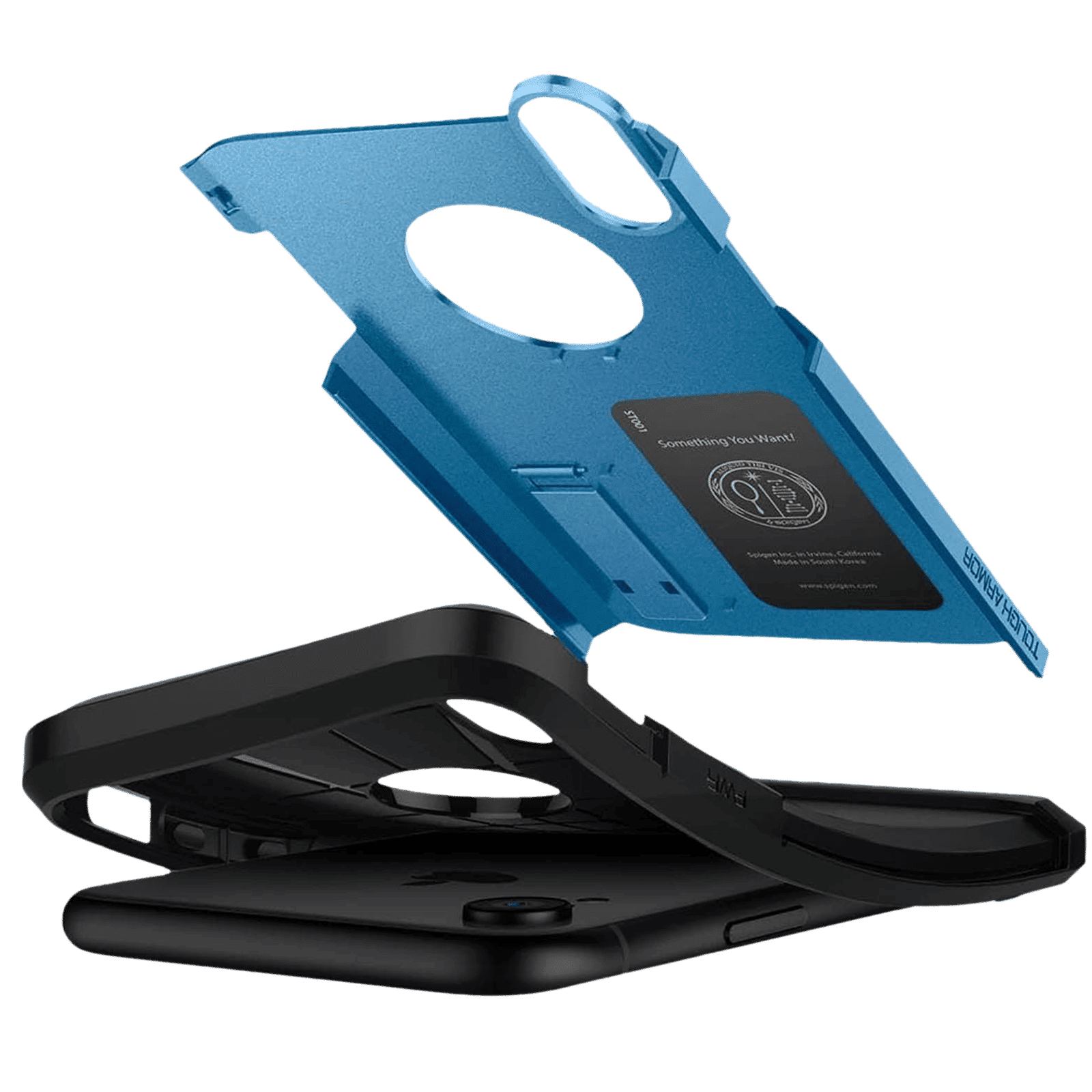 spigen Tough Armor TPU & Polycarbonate Back Case with Stand for Apple iPhone XR (Wireless Charging Compatible, Blue)_8