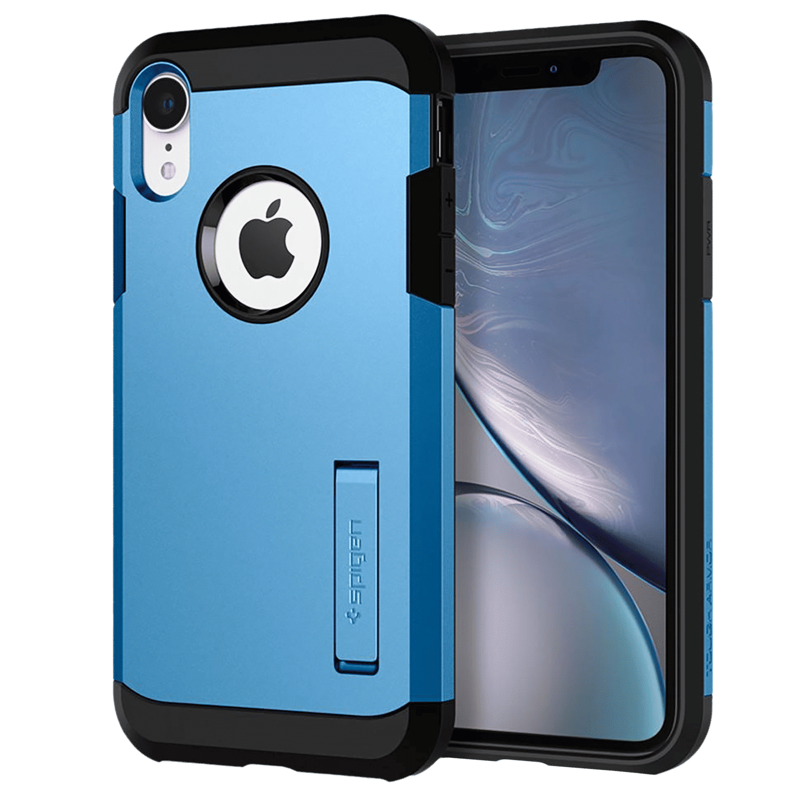 spigen Tough Armor TPU & Polycarbonate Back Case with Stand for Apple iPhone XR (Wireless Charging Compatible, Blue)_10