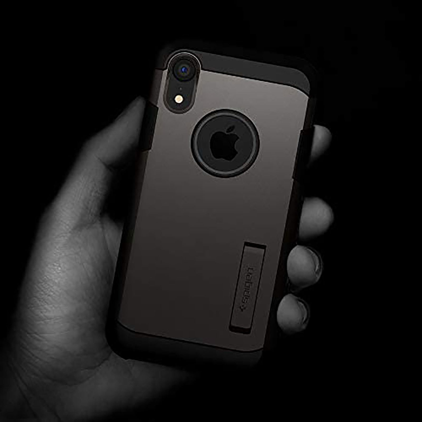 spigen Tough Armor TPU & Polycarbonate Back Case with Stand for Apple iPhone XR (Wireless Charging Compatible, Gunmetal)_7