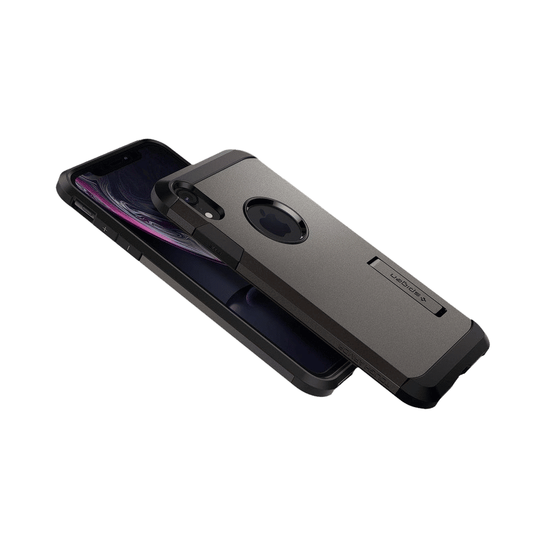 spigen Tough Armor TPU & Polycarbonate Back Case with Stand for Apple iPhone XR (Wireless Charging Compatible, Gunmetal)_11