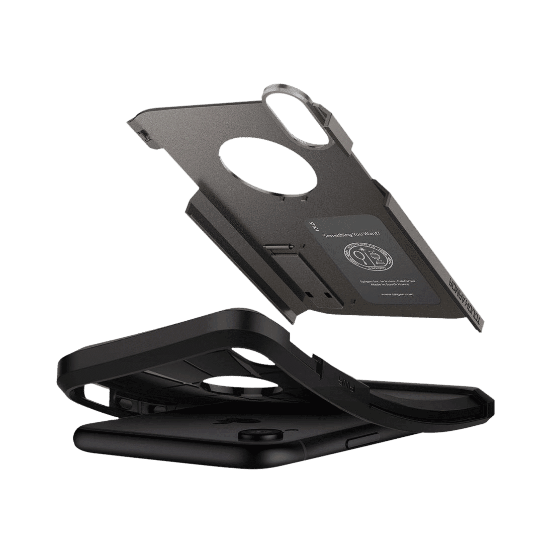 spigen Tough Armor TPU & Polycarbonate Back Case with Stand for Apple iPhone XR (Wireless Charging Compatible, Gunmetal)_12