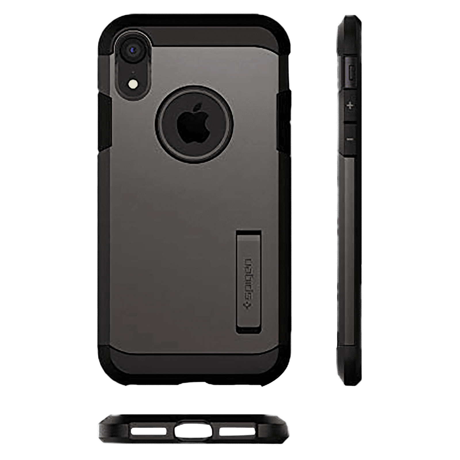 spigen Tough Armor TPU & Polycarbonate Back Case with Stand for Apple iPhone XR (Wireless Charging Compatible, Gunmetal)_3