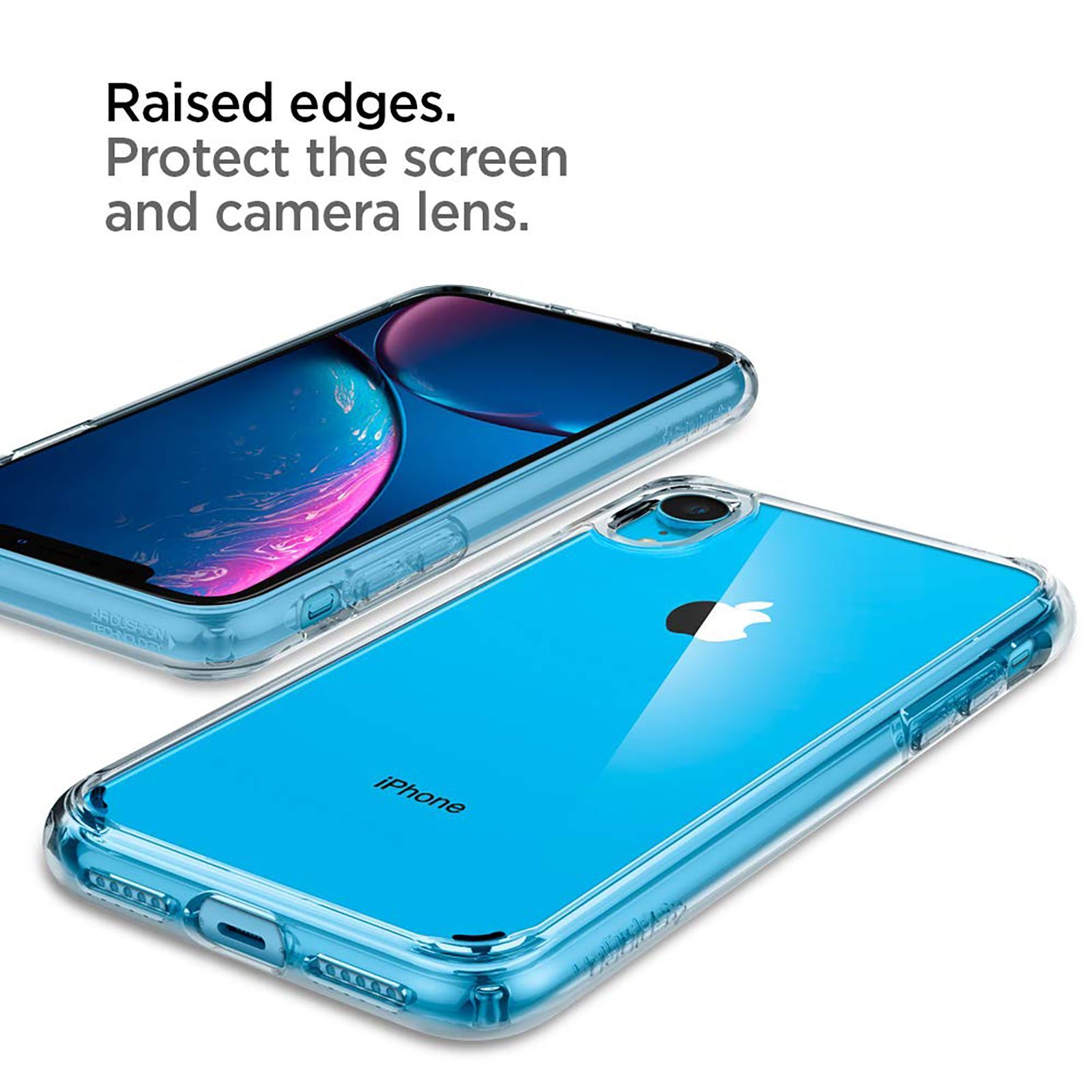 spigen Ultra Hybrid TPU & Polycarbonate Back Cover for Apple iPhone XR (Air Cushion Technology, Crystal Clear)_9