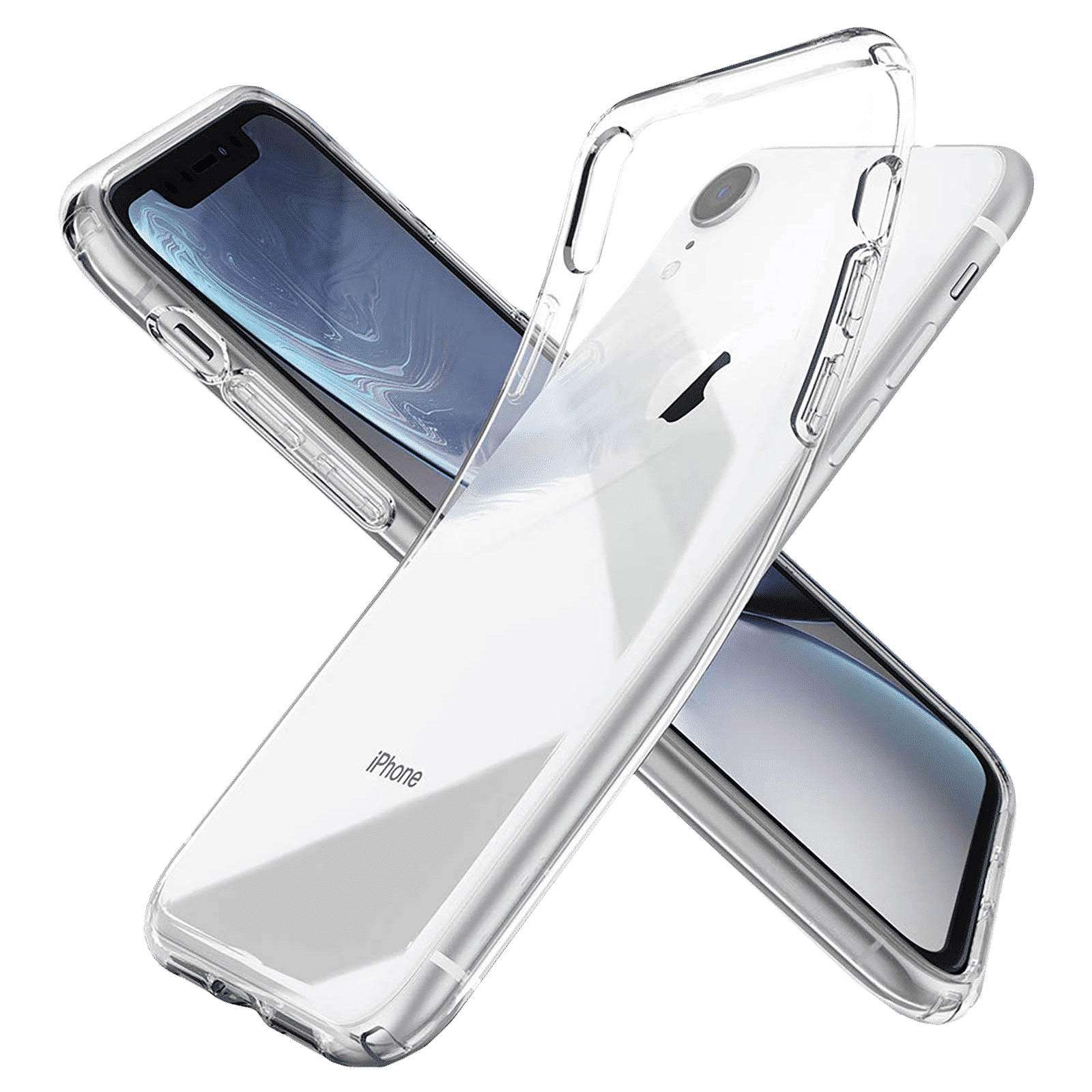 spigen Liquid Crystal Glitter TPU Back Cover for Apple iPhone XR (Wireless Charging Compatible, Crystal Clear)_1