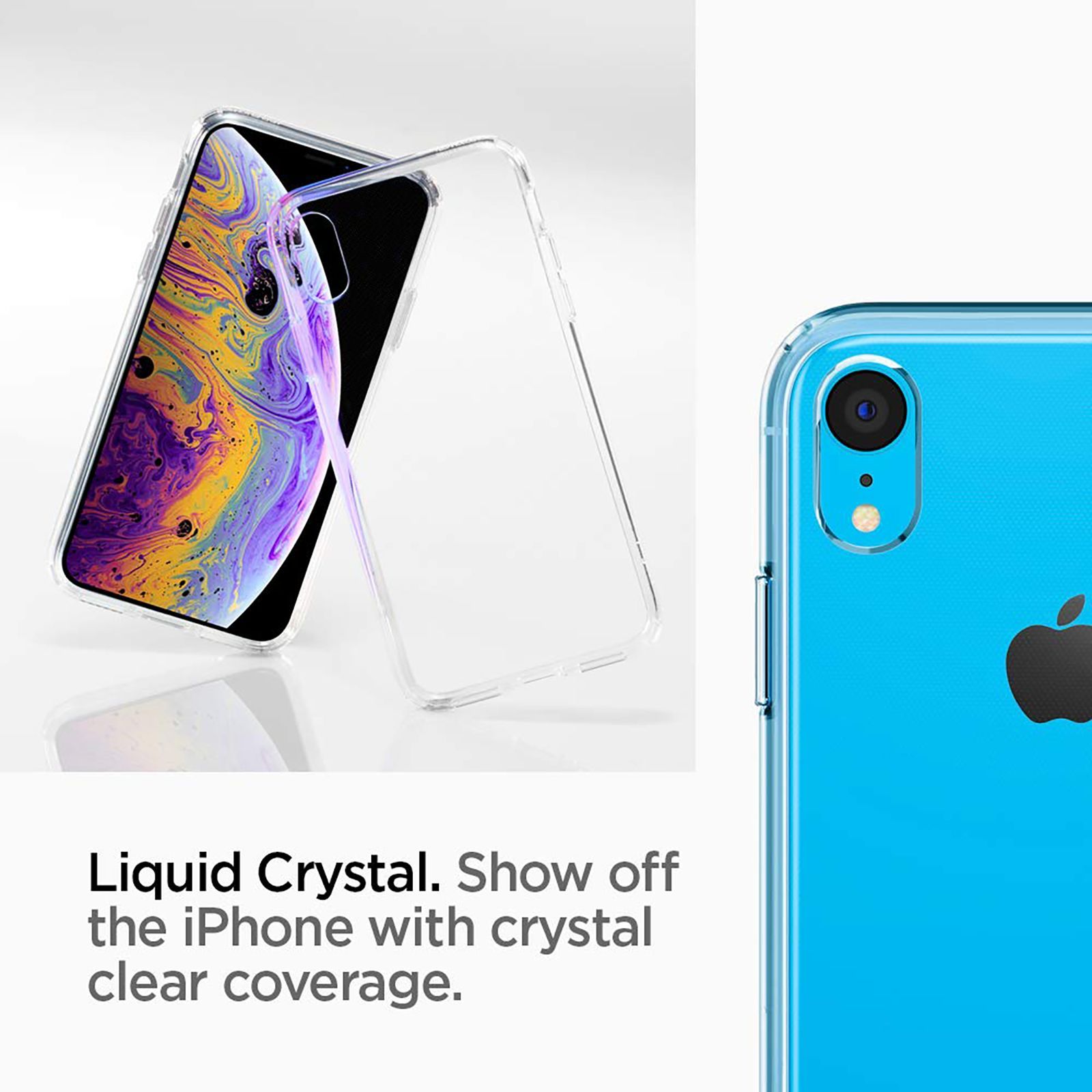 spigen Liquid Crystal Glitter TPU Back Cover for Apple iPhone XR (Wireless Charging Compatible, Crystal Clear)_8