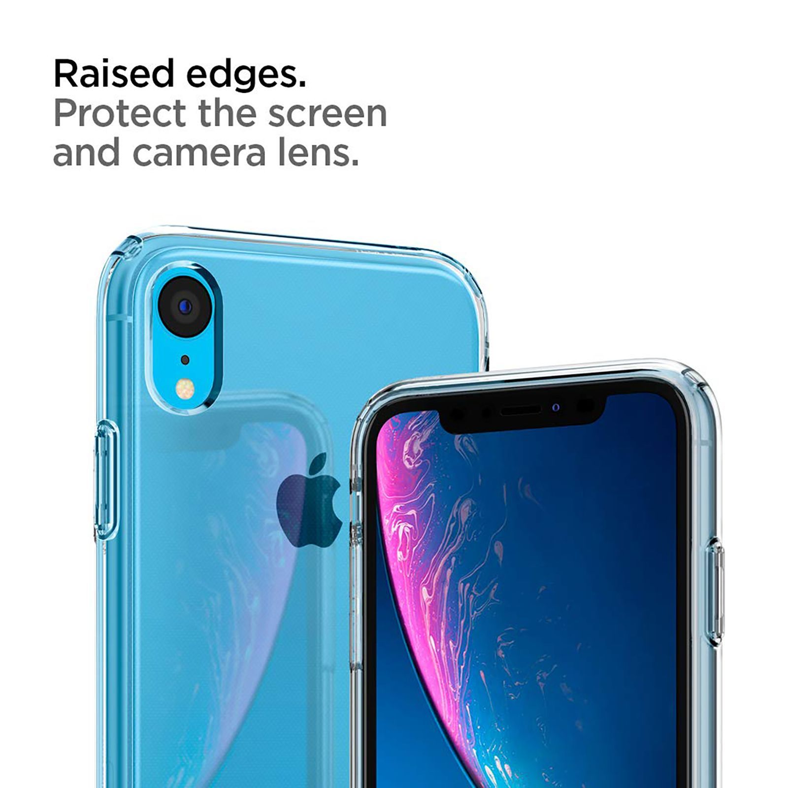 spigen Liquid Crystal Glitter TPU Back Cover for Apple iPhone XR (Wireless Charging Compatible, Crystal Clear)_6