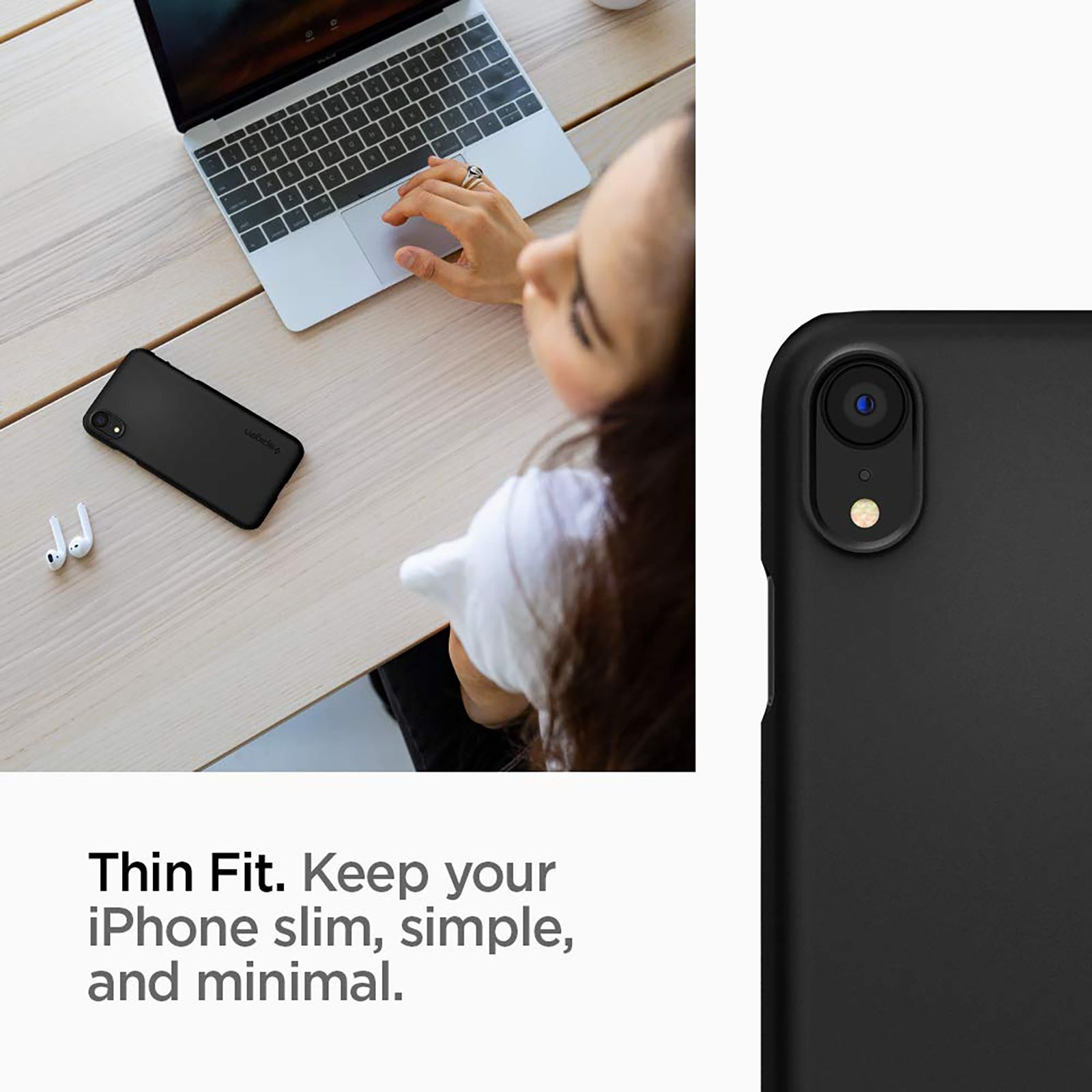 spigen Thin Fit Polycarbonate Back Cover for Apple iPhone XR (Wireless Charging Compatible, Black) spigen Thin Fit Polycarbonate Back Cover for Apple iPhone XR (Wireless Charging Compatible, Black)_6