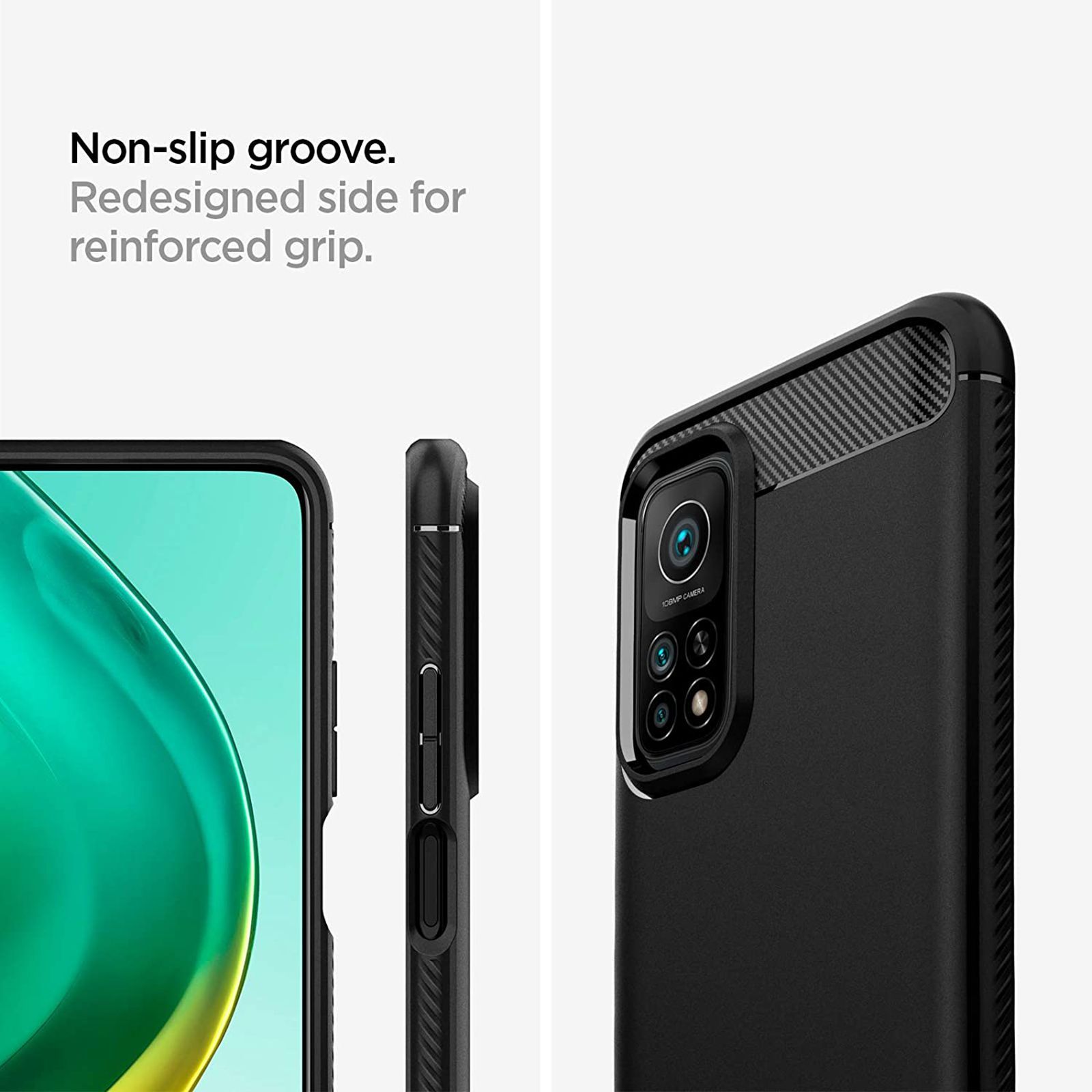 spigen Rugged Armor TPU Back Case For Mi 10T/Mi 10T Pro (Air Cushion Technology, ACS02161, Matte Black)_3