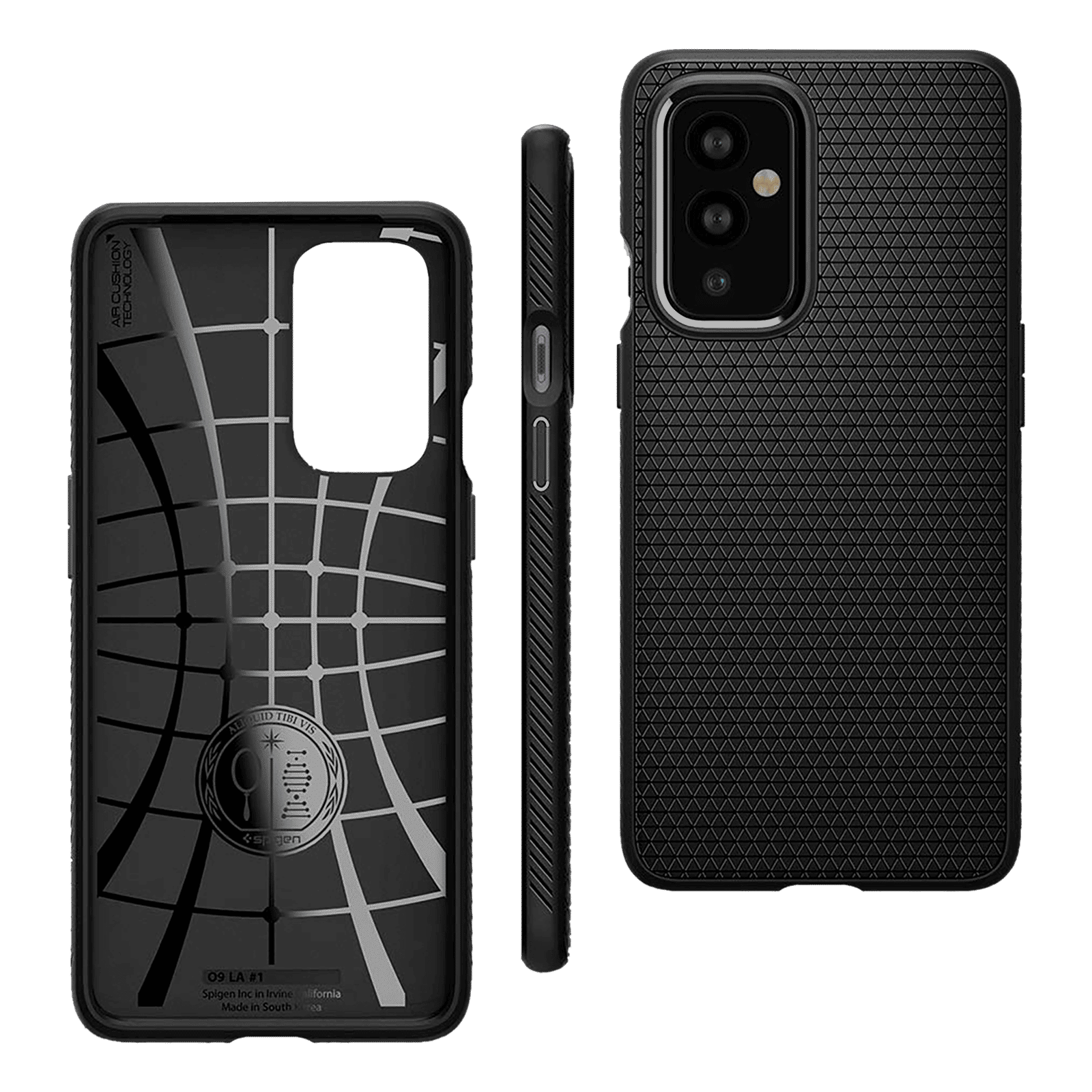 spigen Liquid Air TPU Back Cover for OnePlus 9 (Air Cushion Technology, Matte Black)_3