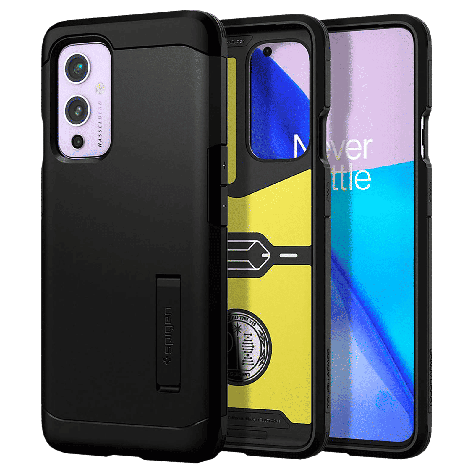 spigen Tough Armor TPU & Polycarbonate Back Case with Stand for OnePlus 9 (Air Cushion Technology, Black)_1