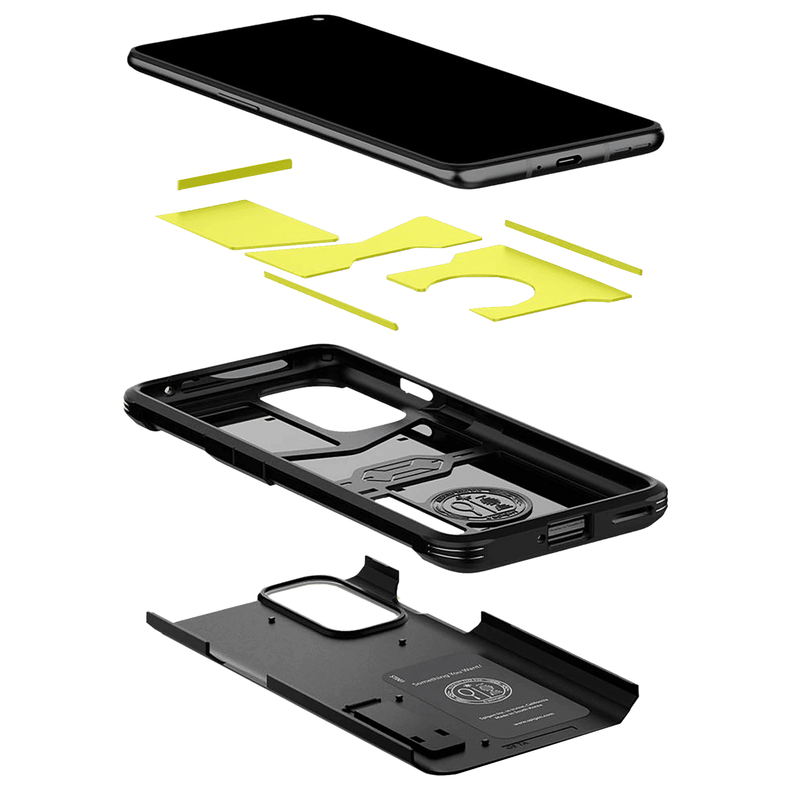 spigen Tough Armor TPU & Polycarbonate Back Case with Stand for OnePlus 9 (Air Cushion Technology, Black)_9