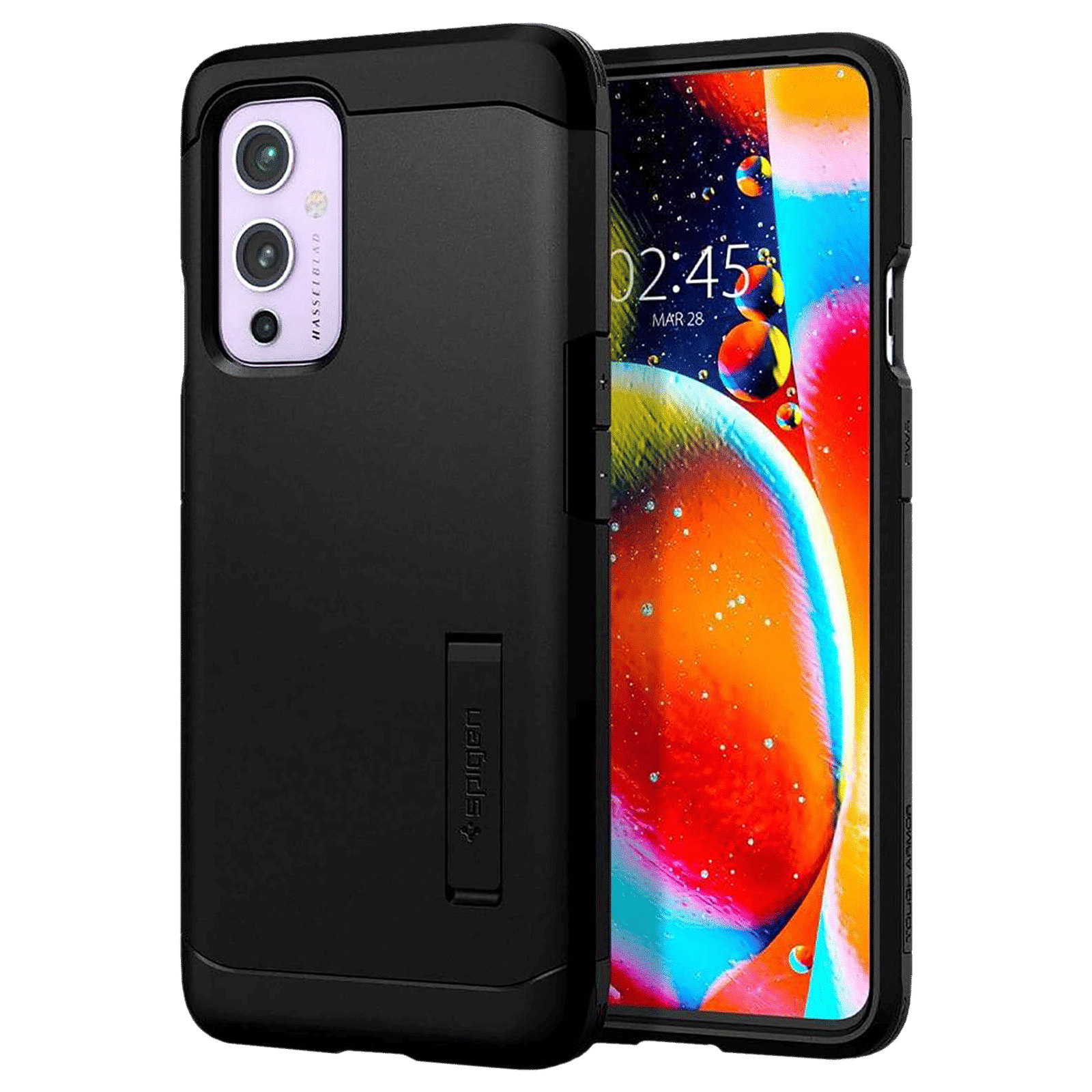 spigen Tough Armor TPU & Polycarbonate Back Case with Stand for OnePlus 9 (Air Cushion Technology, Black)_10