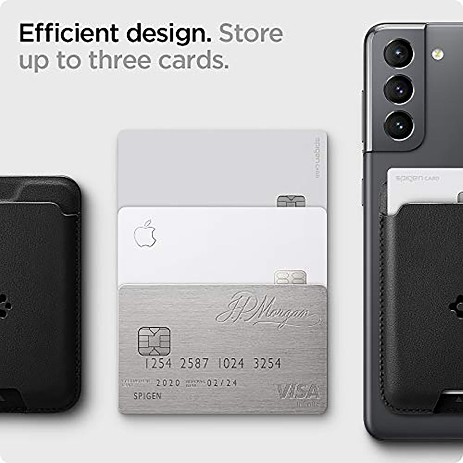 spigen Valentinus Faux Leather Wallet Card Holder For Universal Mobiles (Easy & One-Handed Access, AMP02785, Black)_7