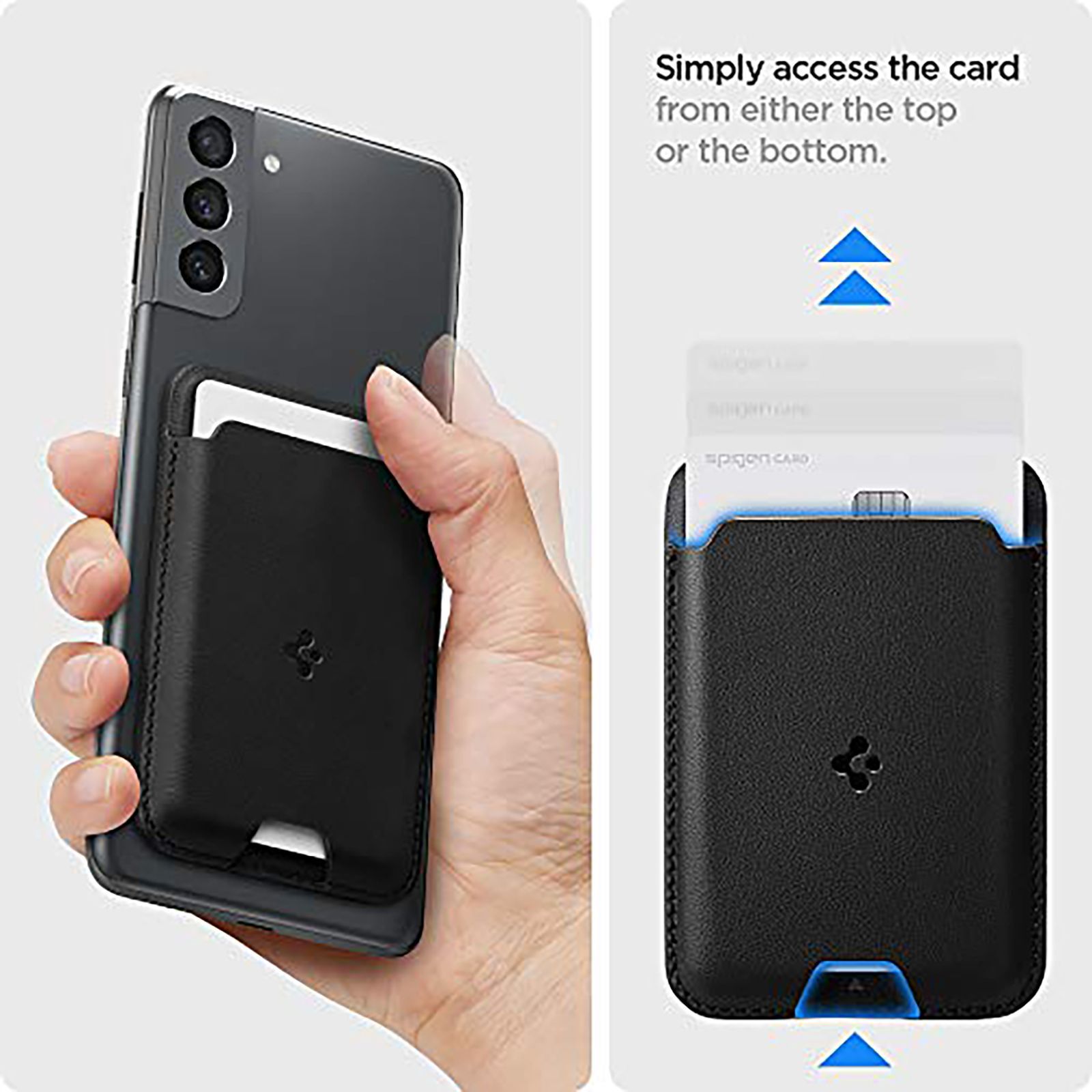 spigen Valentinus Faux Leather Wallet Card Holder For Universal Mobiles (Easy & One-Handed Access, AMP02785, Black)_9