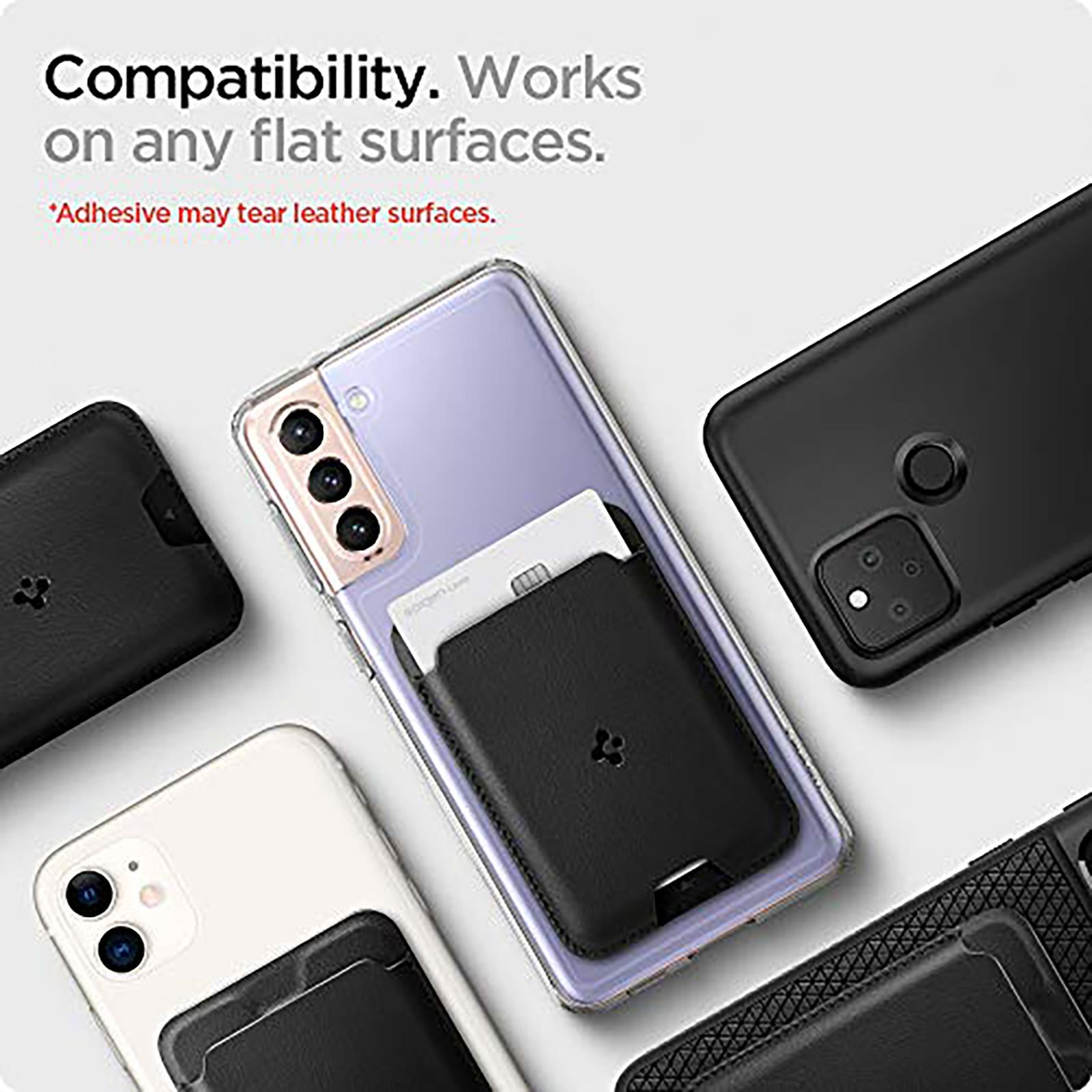 spigen Valentinus Faux Leather Wallet Card Holder For Universal Mobiles (Easy & One-Handed Access, AMP02785, Black)_5